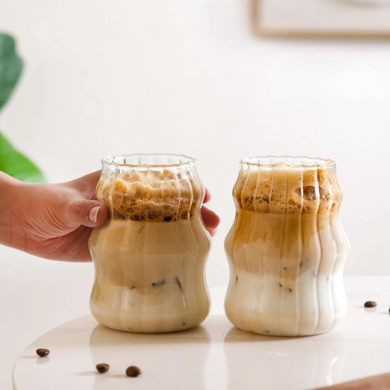 Bien Verrerie Coffee Glass Tumblers with Borosilicate Straw (Pack of 2) 500 ml for Cold Coffee, Ice Tea, Milk Shakes, Smoothies 