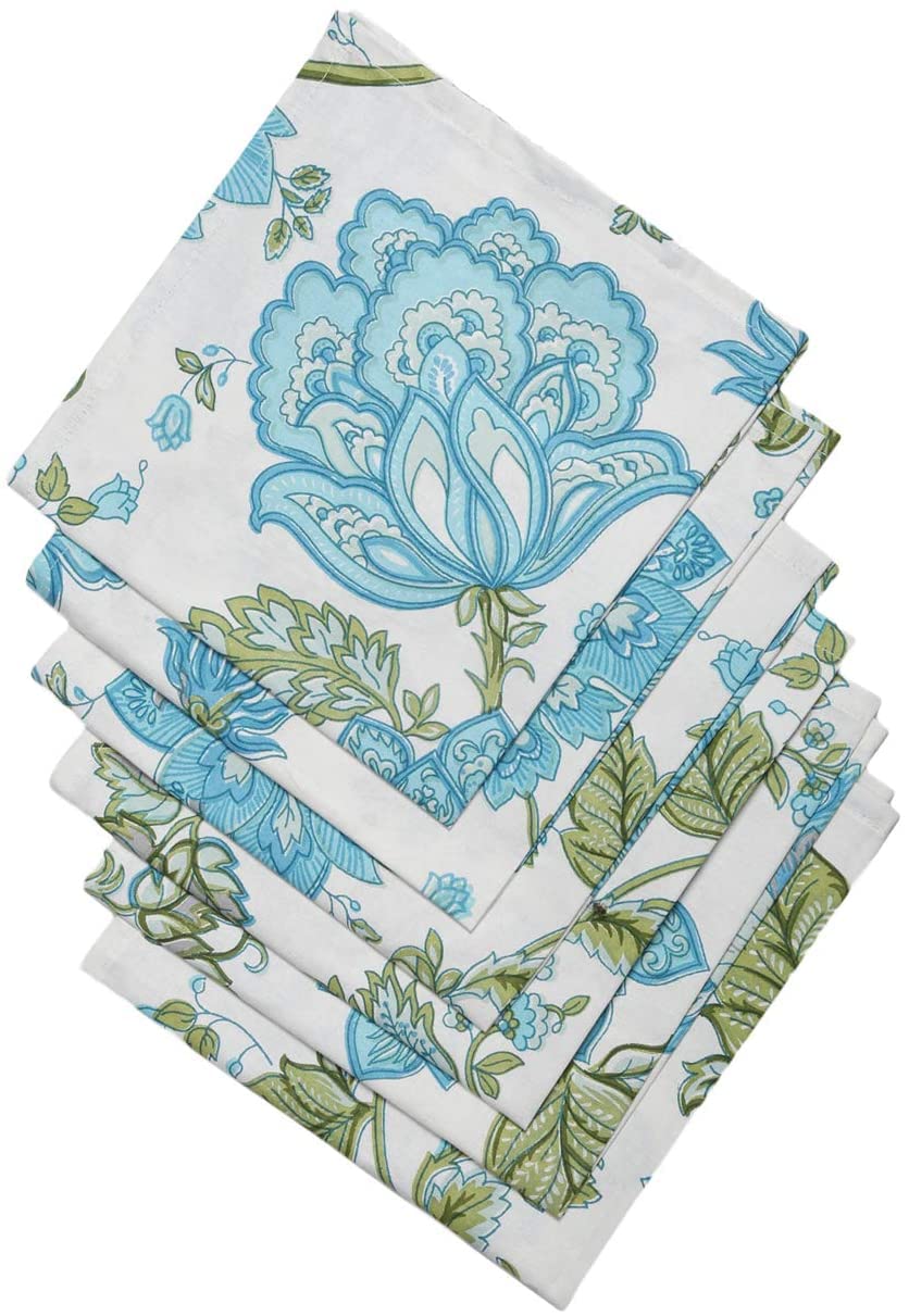 Guru Jee Cotton Napkins Set Of 6 Floral 18X18 Inch Dinner Napkins Table Cloth Napkin Printed Cotton Napkins Washable Table Napki