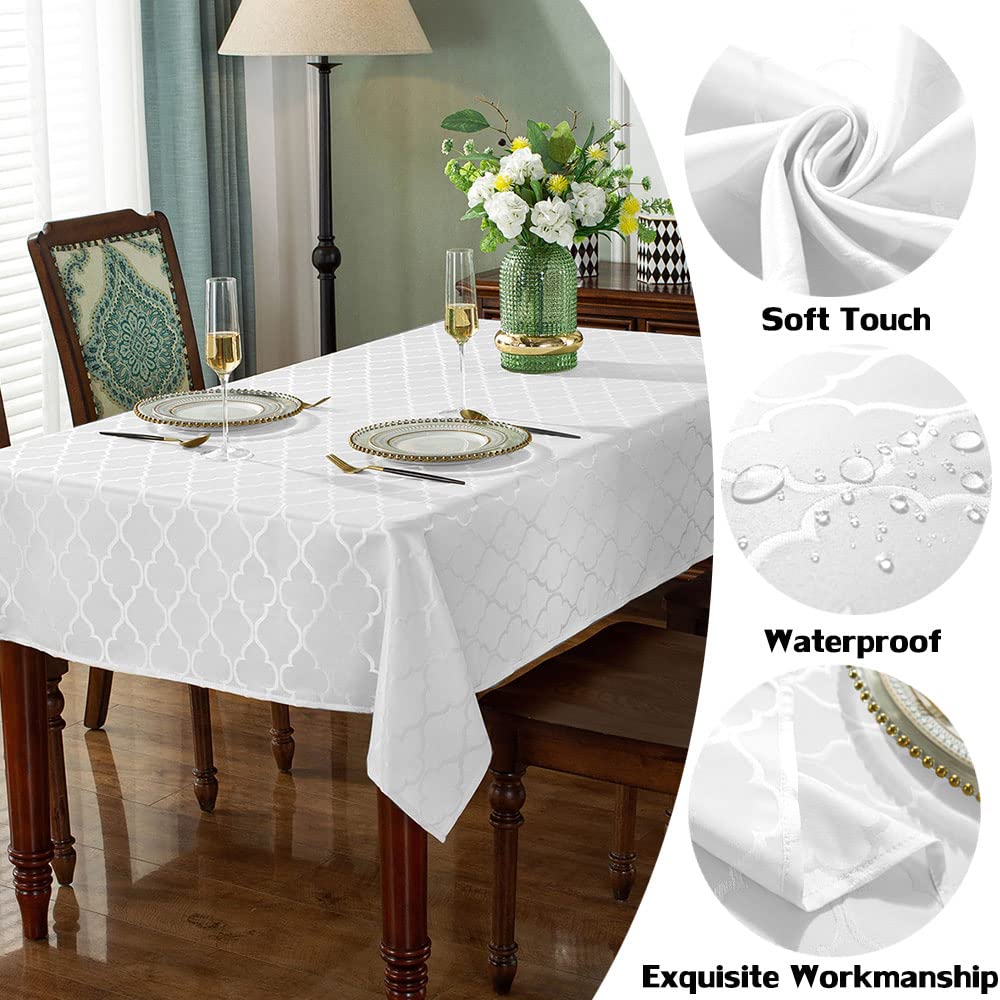 Sastybale Jacquard Tablecloth Damask Pattern Table Cloth Spillproof Wrinkle Resistant Oil Proof Polyester Table Cover For Indoor