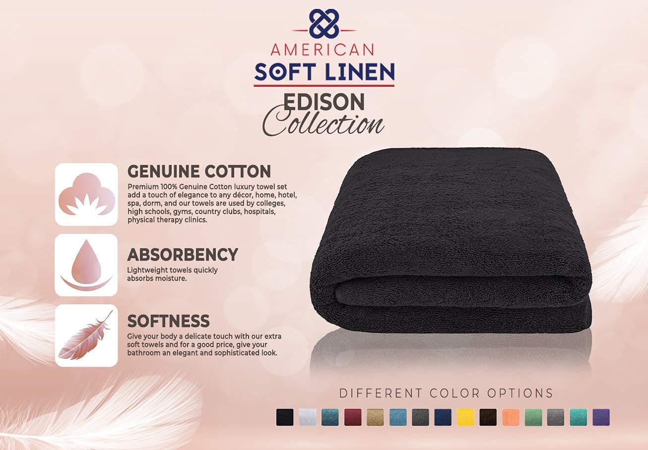 American Soft Linen Oversized Bath Sheet 40x80  Jumbo Large Bath Towels for Bathroom  100% Ringspun Cotton Bath Sheet for Adults  Bath Sheets Towels  Black Bath Sheet