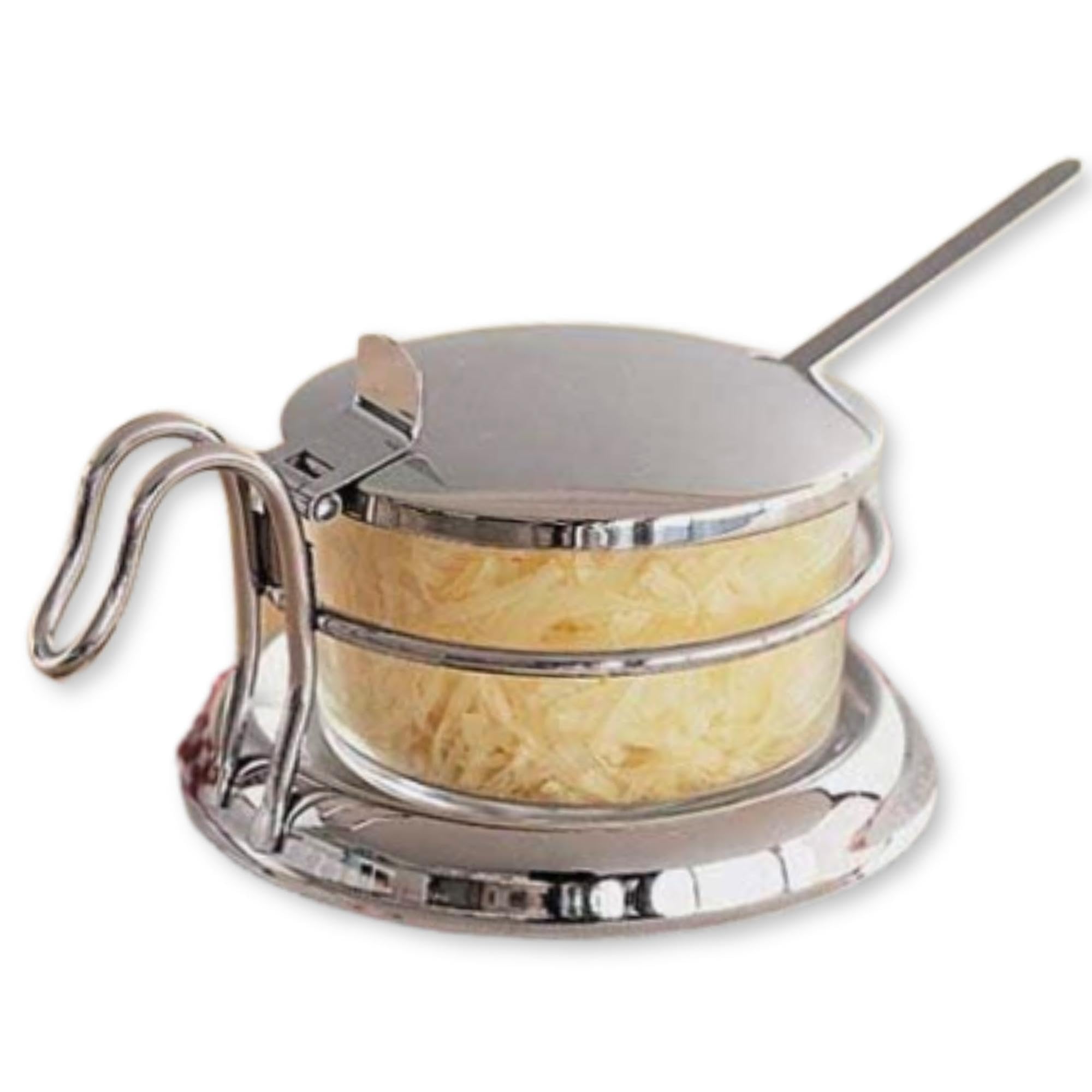 Tablecraft 6 Oz Glass Condiment Jar & Spoon Tabletop Set | Commerical Quality For Restaurant Or Home Use