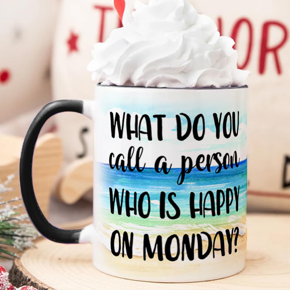 Fatbaby Funny Retirement Gifts For Women Men,What Do You Call A Person Who is Happy On Monday Retired Coffee Mug for Coworker Fr