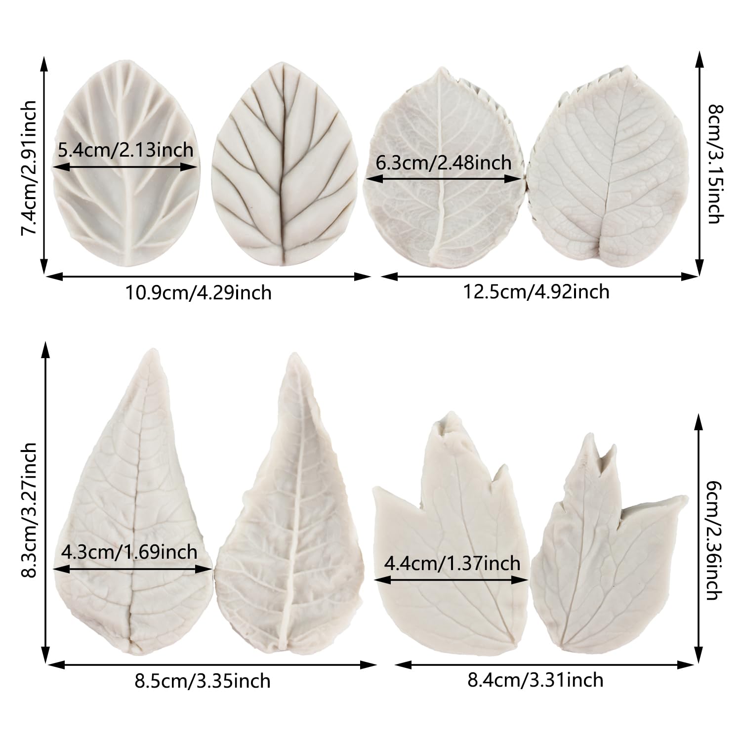 Mypracs Gumpaste Leaves Silicone Veining Mold Leaves Veined Fondant Mold Gum Paste Leaf Mold For Sugar Cake Decoration Cupcake T