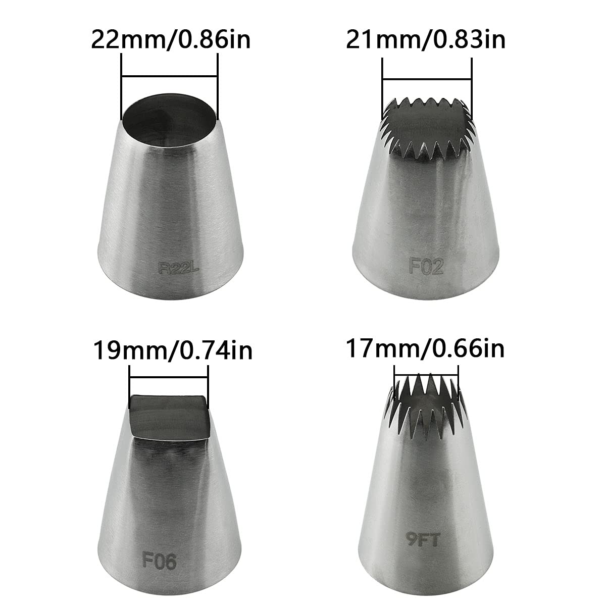 Zrm&E Baking Mold Kit 4 In 1 Stainless Steel Pastry Tips Cupcake Cream Nozzle Square And Round Cake Biscuit Butter Baking Tools
