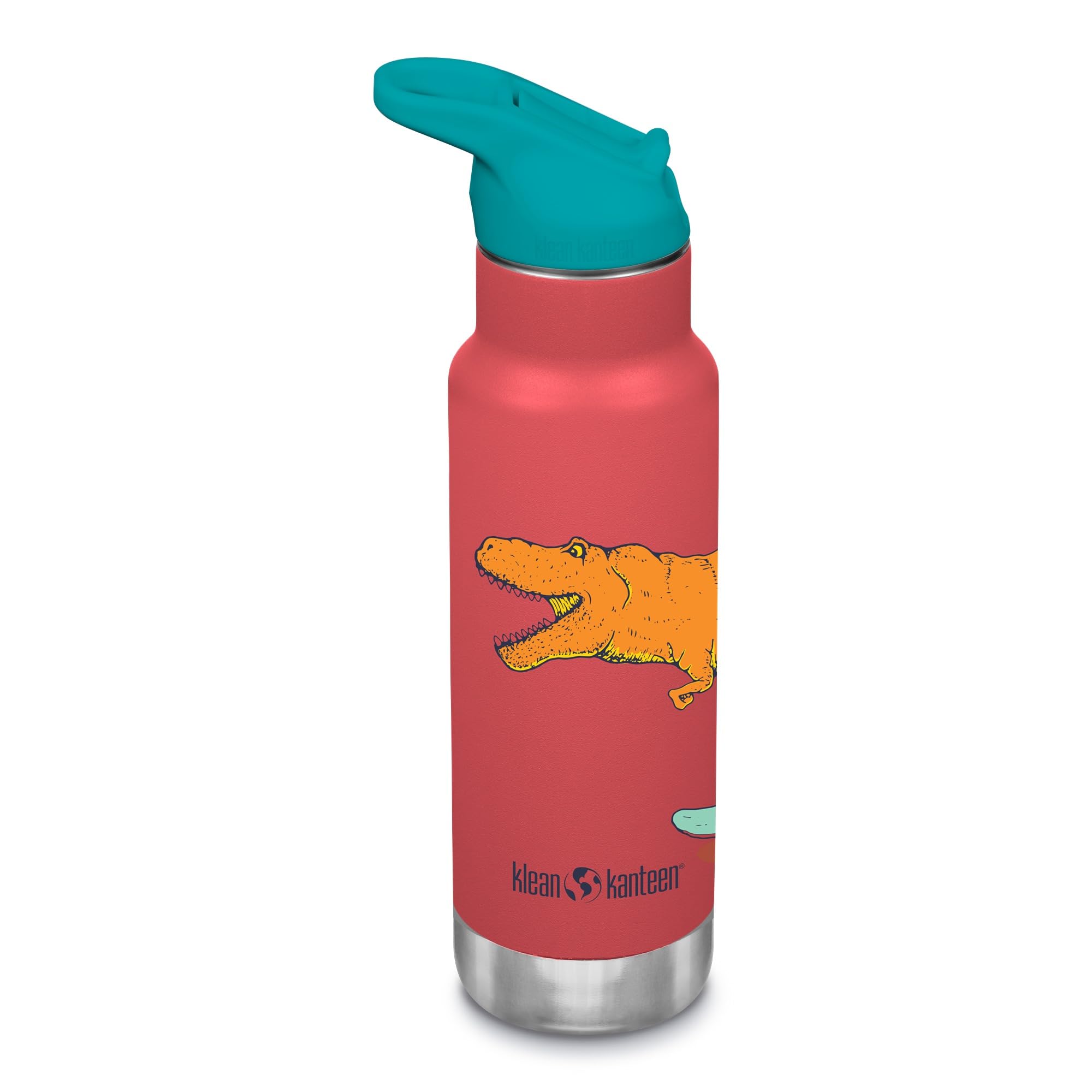 Klean Kanteen 12oz Kids Classic Insulated Water Bottle with Flip Seal Sport Cap and Straw  Dino Skate