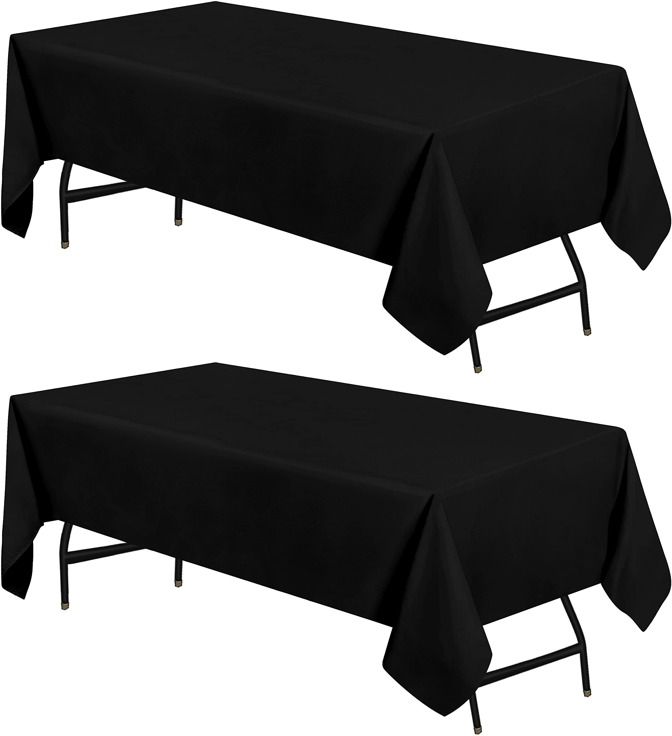 Utopia Kitchen Rectangle Table Cloth 2 Pack [60X102 Inches, Black] Tablecloth Machine Washable Fabric Polyester Table Cover For