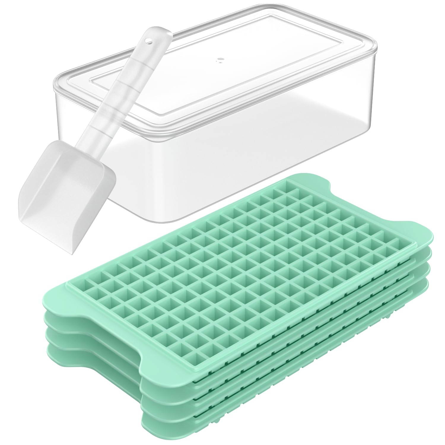 Mini Ice Cube Tray For Freezer: Fddbi Small Ice Trays For Freezer With Bin - 135  4Pcs Easy Release Nugget Ice Tray - Crushed Ic