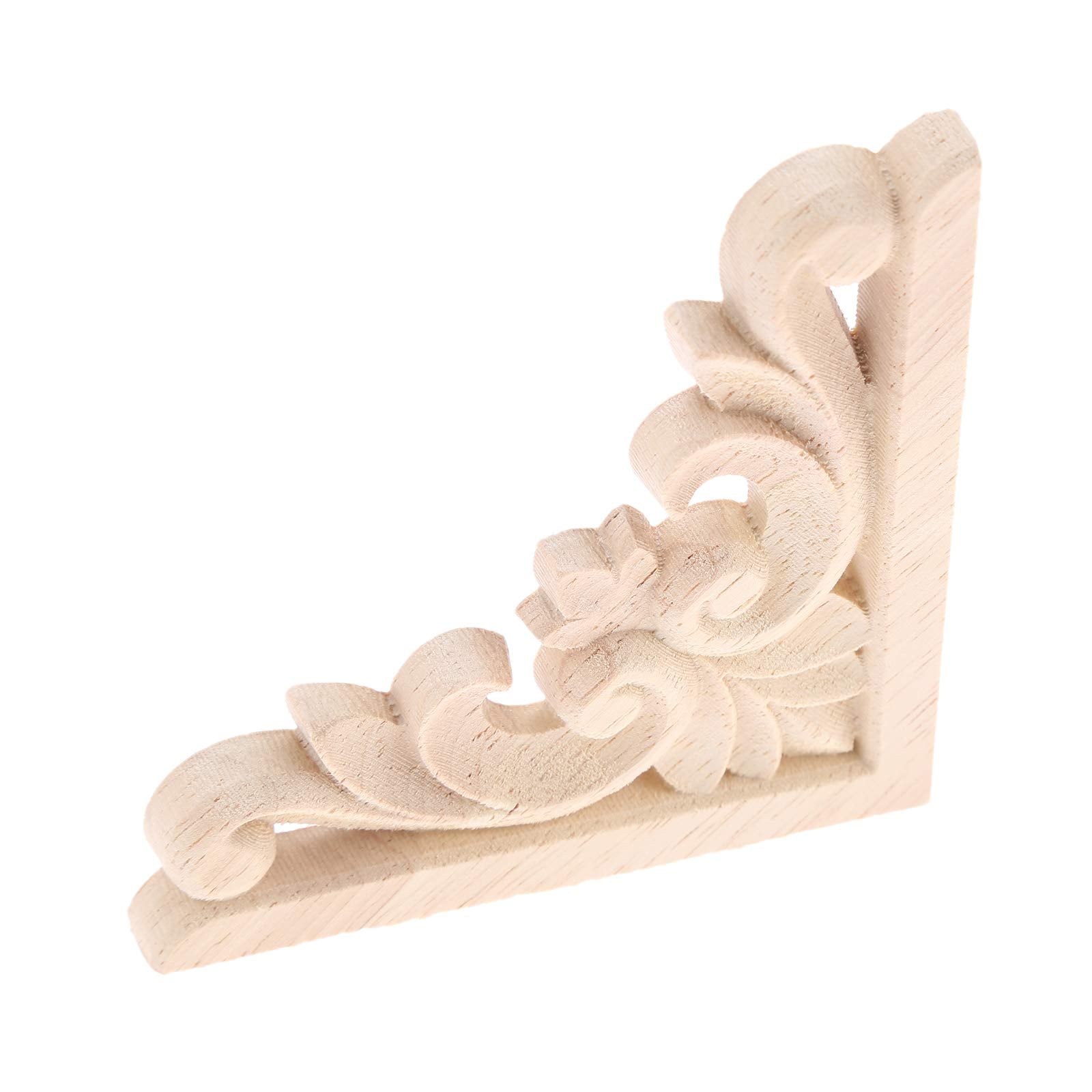 MUXSAM Furniture Applique  8x8cm/3.15''x3.15''  Wood Carved Corner Onlay Unpainted Frame Decal for Wall Cabinet Door Bed Dresser Mirror Decoration(4-Pack)