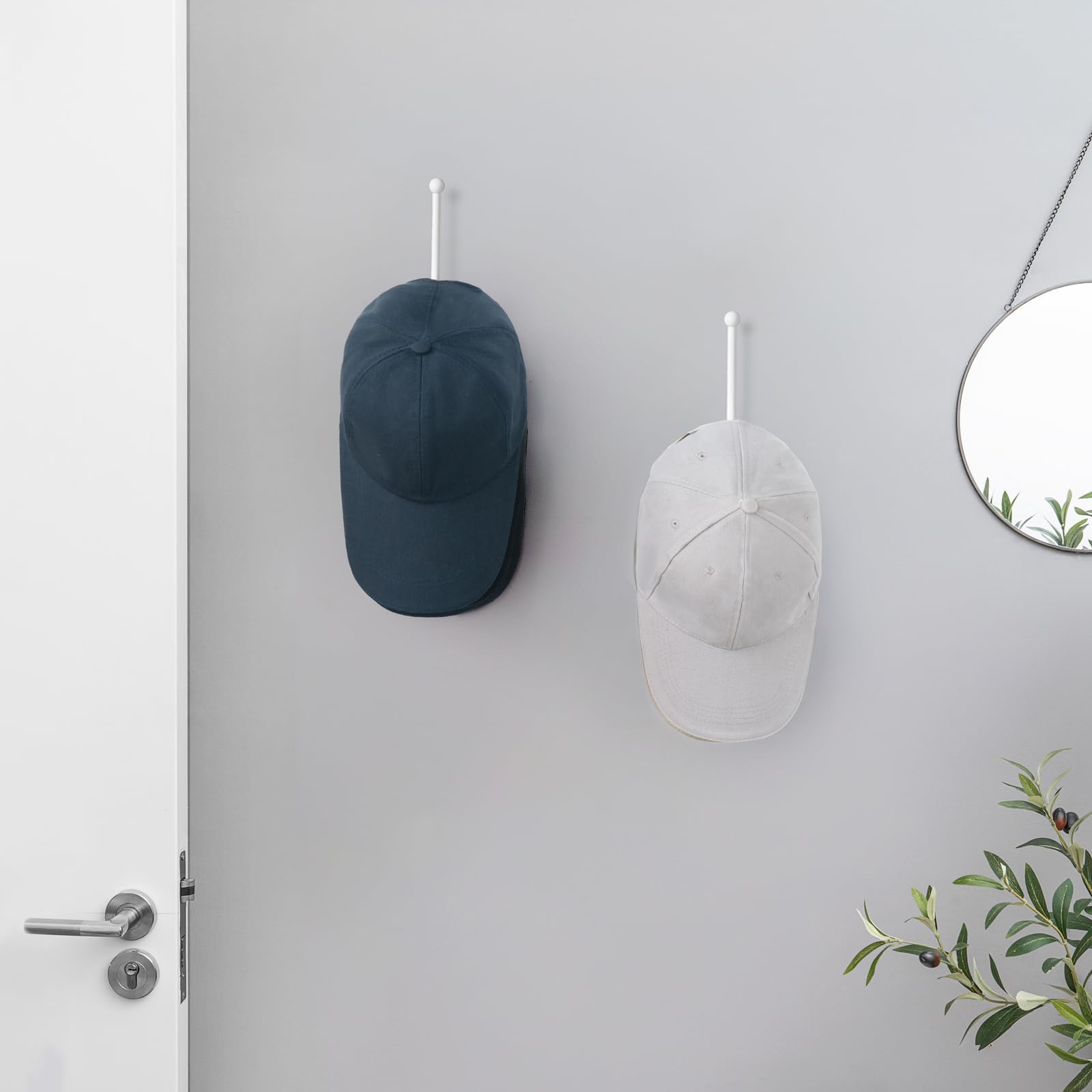 Dahey Hat Organizer For Baseball Caps 2 Pcs Hat Rack Wall Mount 5 Inches Space Saving L Shaped Hat Holder Organizer Modern Metal