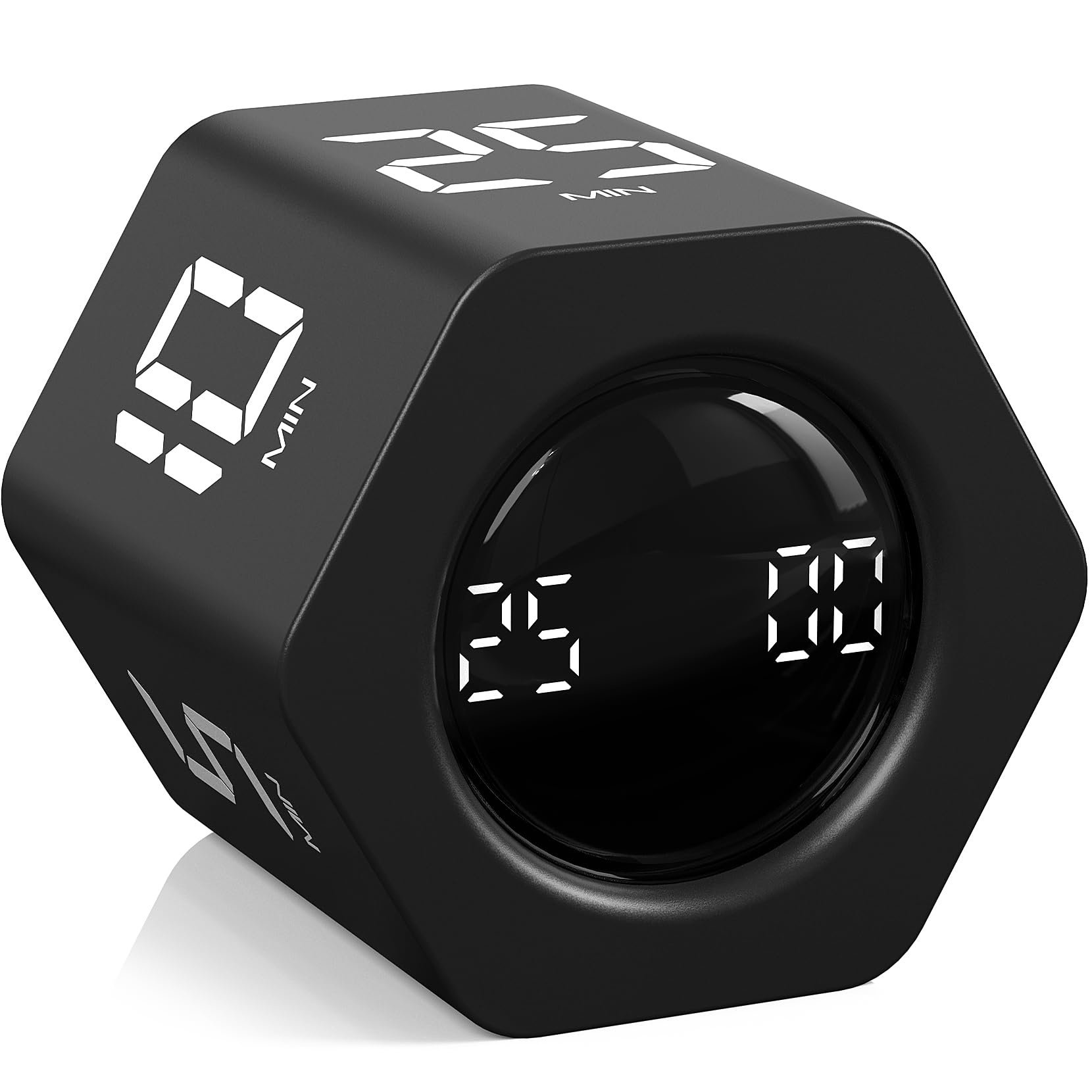 Rotating Pomodoro Timer 5, 25, 10 30,60 Mins Preset Stopwatch, Desk Flip ProductivityTimer, ADHD Tool Hexagon, Vibration/Mute/Al