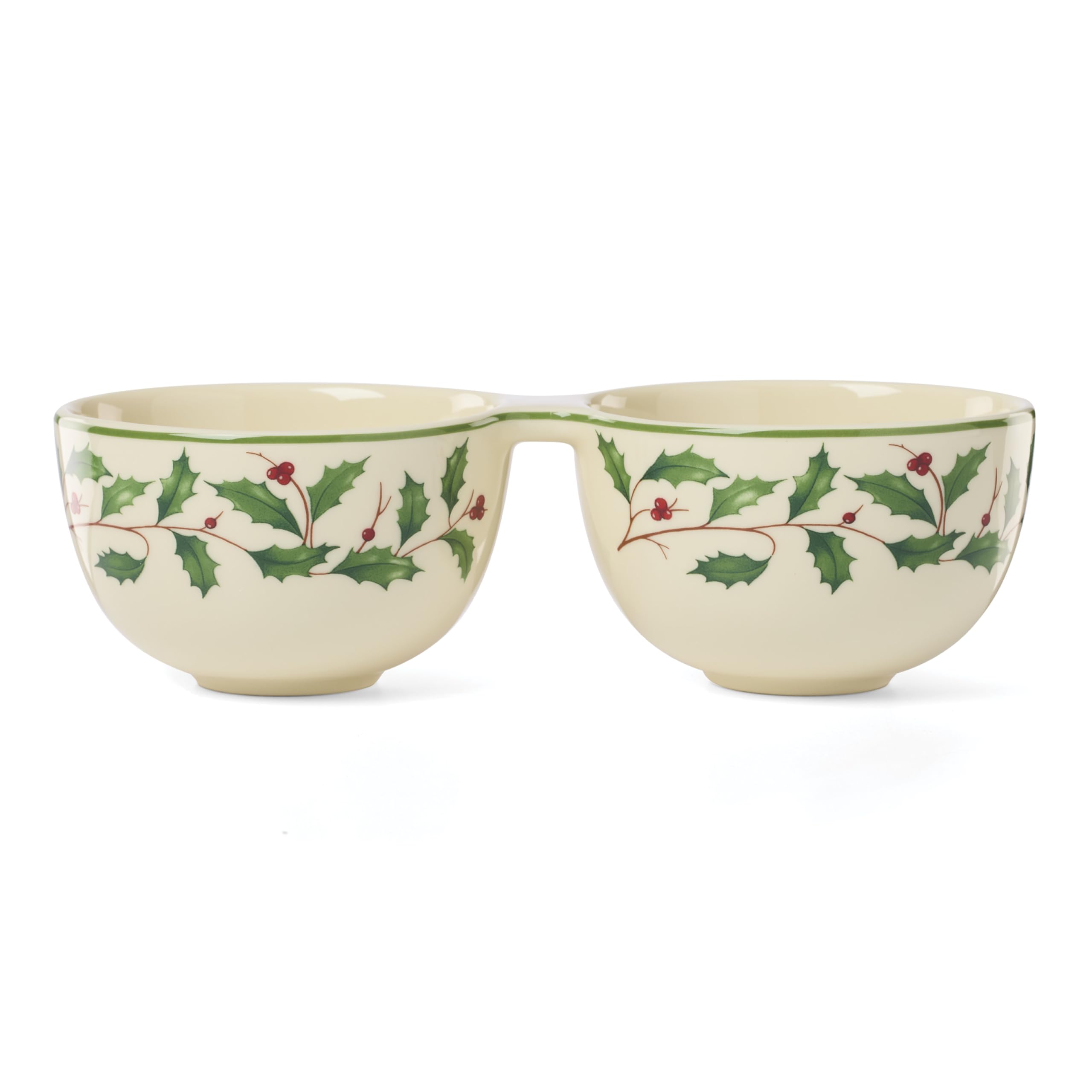 Lenox 898270 Holiday Double Dip Bowl, Christmas Dishes, Festive Serveware