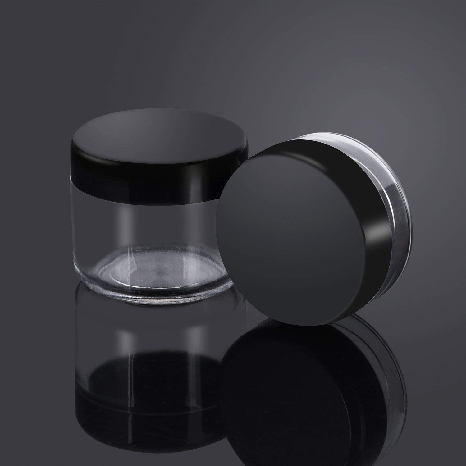 Onwon 10 Pieces Empty Clear Plastic Makeup Sample Containers With 2 Pieces Mini Spatula 3/5 / 10/15 / 20 Gram Size Cosmetic Pot
