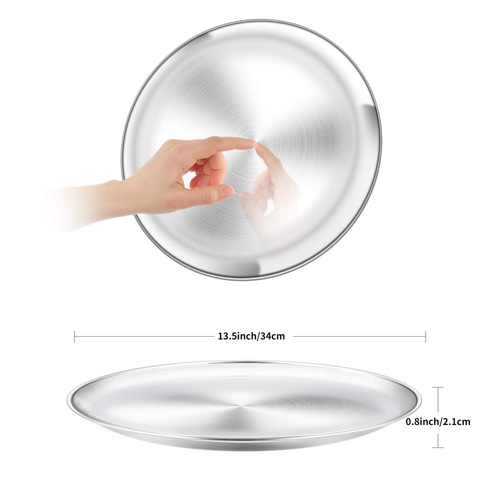 Yododo 13 Inch Pizza Pan Set, Set Of 3, Stainless Steel Pizza Pan Set Large Pizza Oven Pans Tray For Baking Serving, Healthy & H