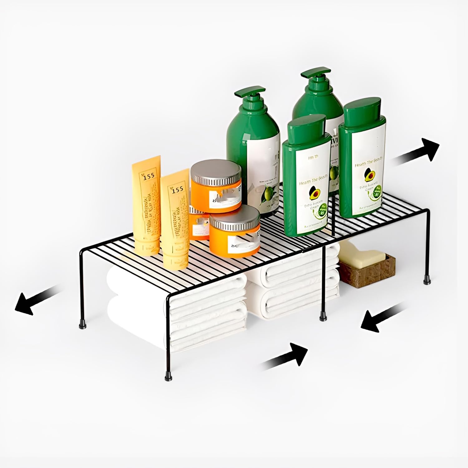 Wonderstand Metal Expandable Dish Rack For Kitchen Cabinets/Plate Stand/Utensil Rack (Black, Table Mount, Tiered Shelf)