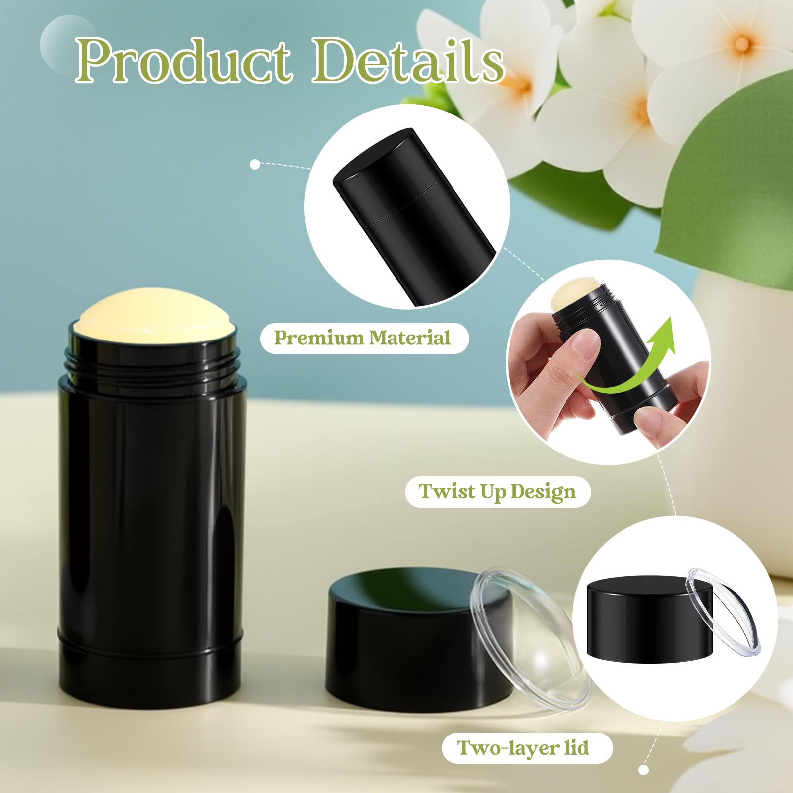 Teenyyou 50 Pcs 15 Ml Empty Deodorant Containers Twistup Filling Stick Plastic Deodorant Container Refillable Bottles Bottomfill