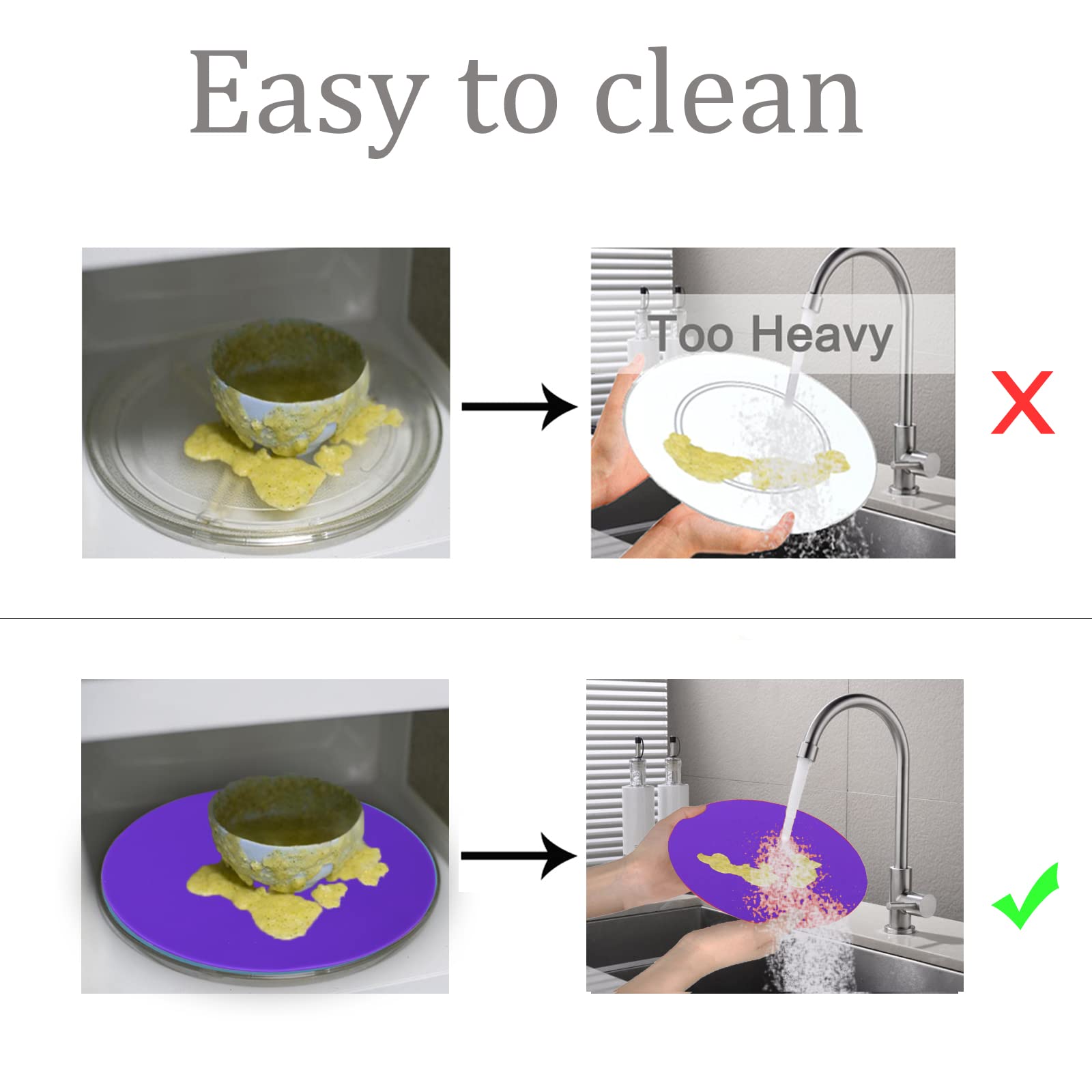 Silicone Microwave Mat 12 Inch, Non Stick Turntable Safe Baking Mat For Kitchen, Bpa Free Multi Purpose Heat Resistant Oven Mat,