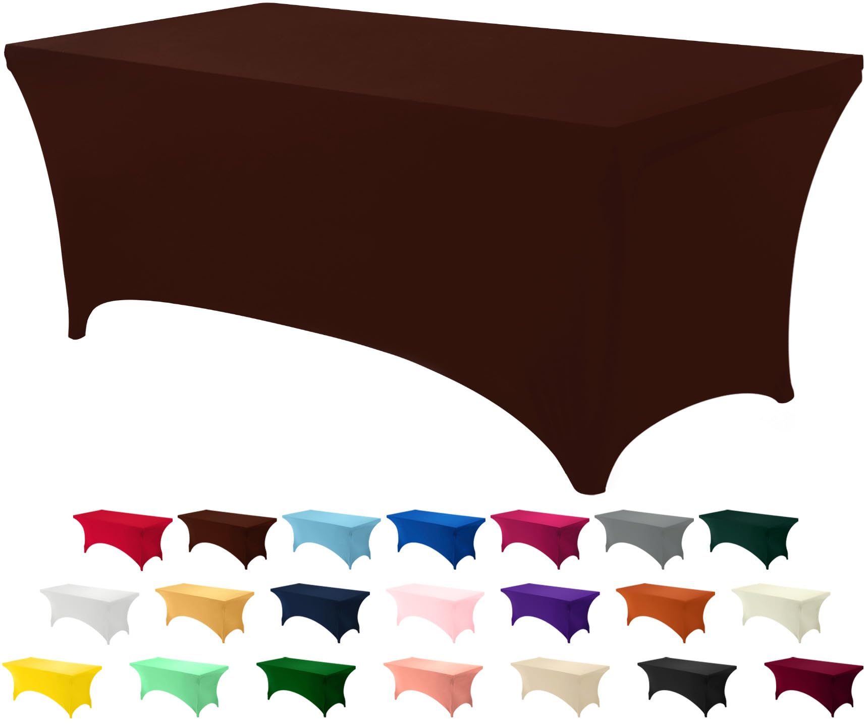 Utopia Kitchen 6FT Spandex Tablecloth [1 Pack, Light Coffee] 200 GSM Stretch, Fitted, Washable and Wrinkle Resistant Table Cloth