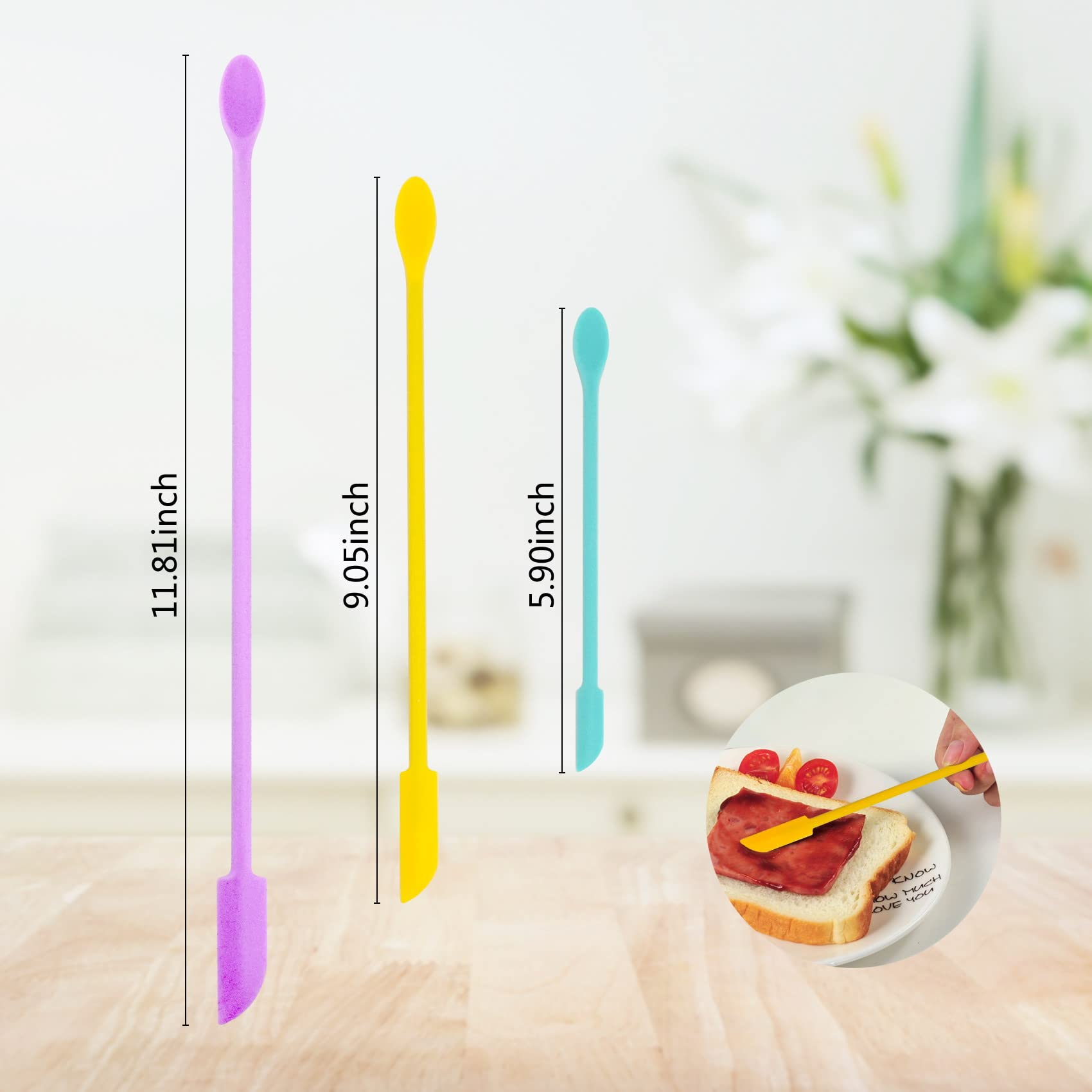 Mini Spatula 3Pcs Small Silicone Spatula Colorful Thin Spatula Jar Scraper Lotion Stirrer Set Food Grade For Kitchen And Beauty