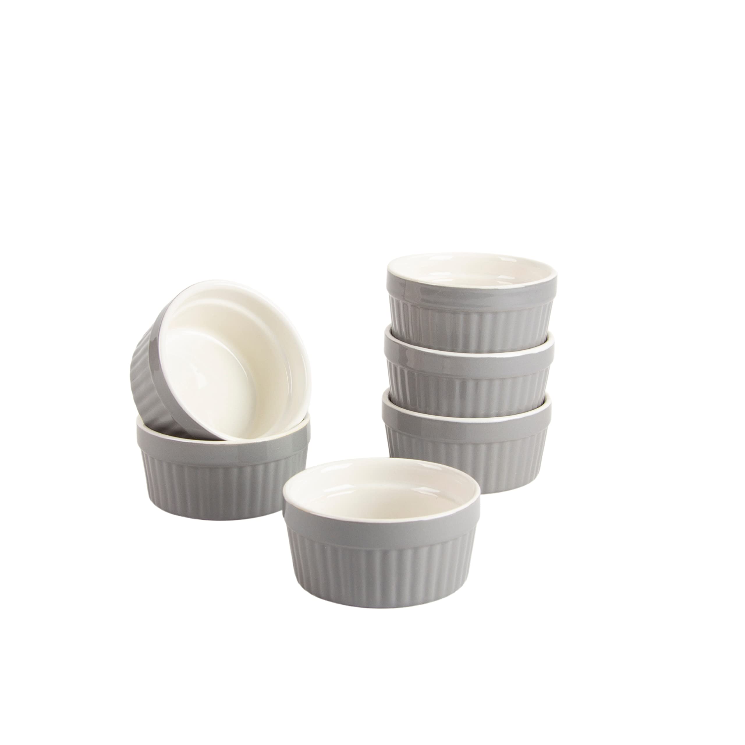 10 Strawberry Street Roma Ramekin Set of 6, 4 oz, Gray