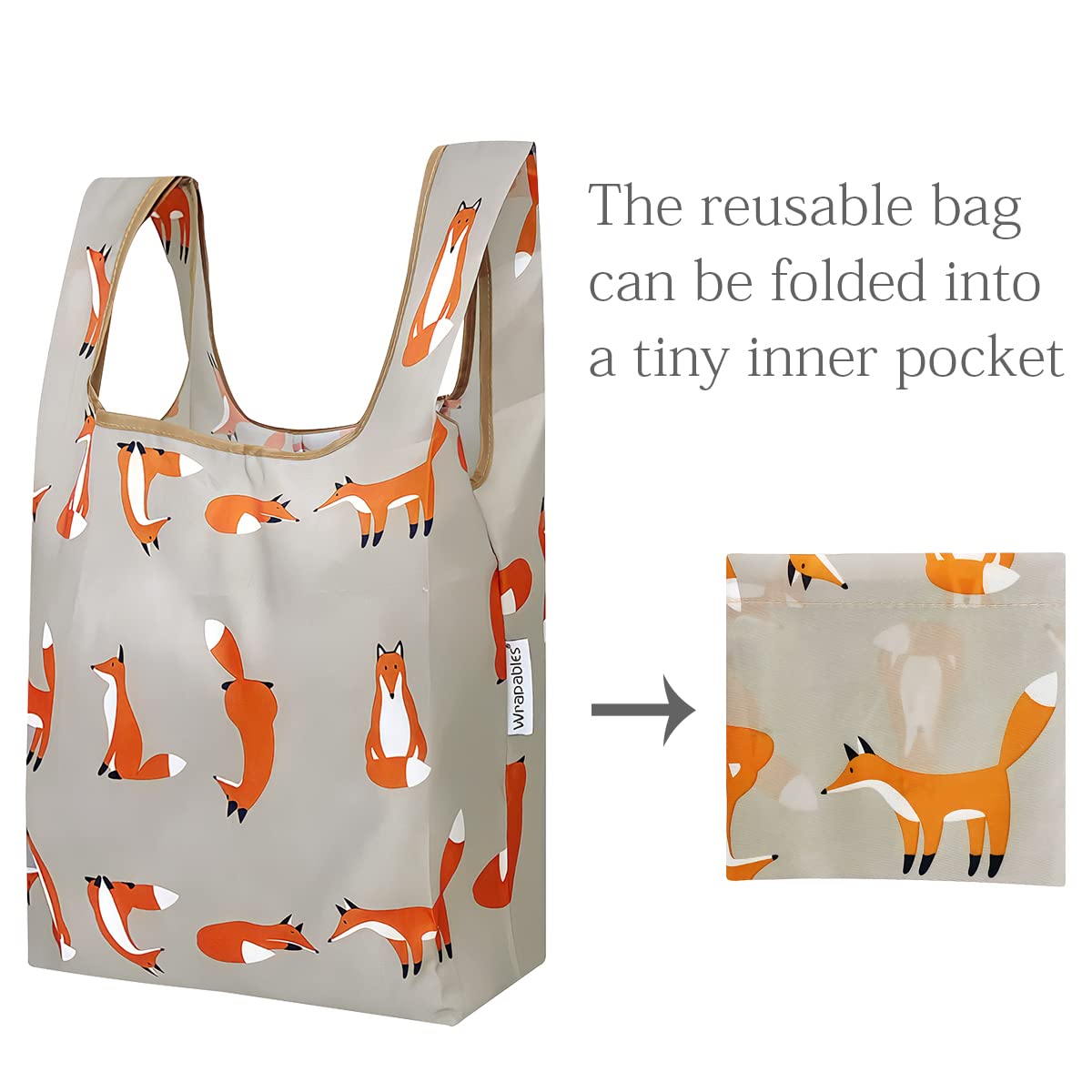 Wrapables Jolibag Collection Reusable Shopping Bag (Set Of 2), Lounging Foxes
