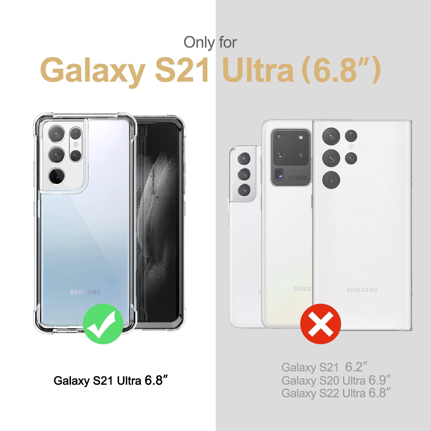 Suritch Clear Case For Samsung Galaxy S21 Ultra 5G,Built In Screen Protector]Camera Lens Protection] Full Body Protective Shockp