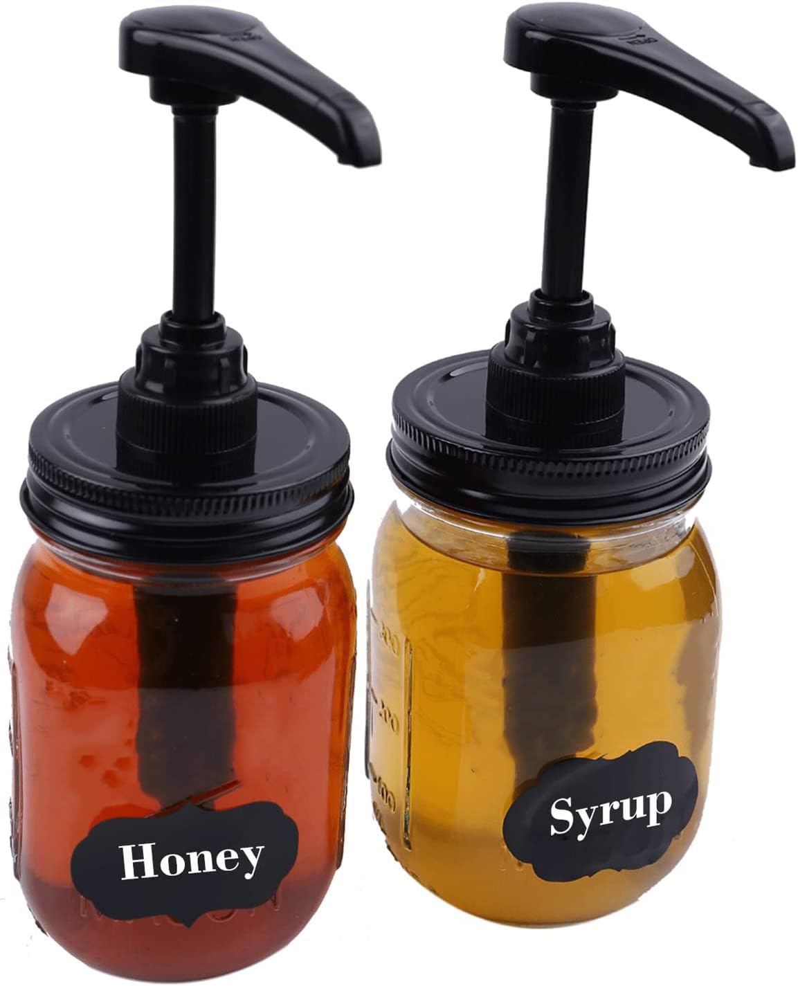 Glukiewt Mason Jar Syrup Dispenser Pump Lids For Regular Mouth Jar (2 Pack) Coffee Syrup Dispenser Food Grade,Airtight & Leak &