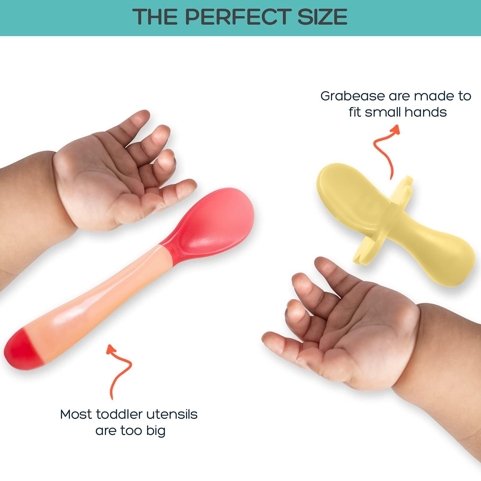 Grabease Baby Spoons Toddler Utensils Baby Utensils Baby Feeding Baby Fork, BPA-Free & Phthalate-Free for Baby & Toddler, 1 Set,