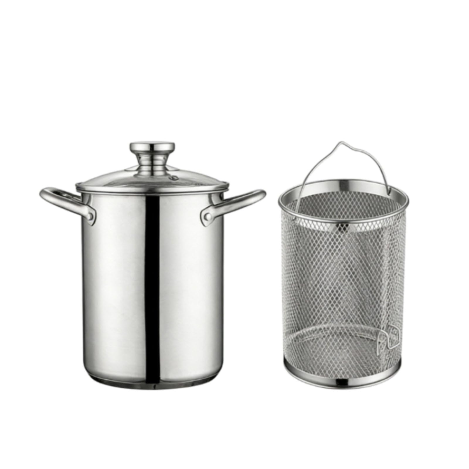 Ecomistiq Tempura Fryer Pot Deepened Design Stainless Steel Deep ThreeLayer Oil Frying Basket For Kitchen, 4L | Pan Sets Cookwa