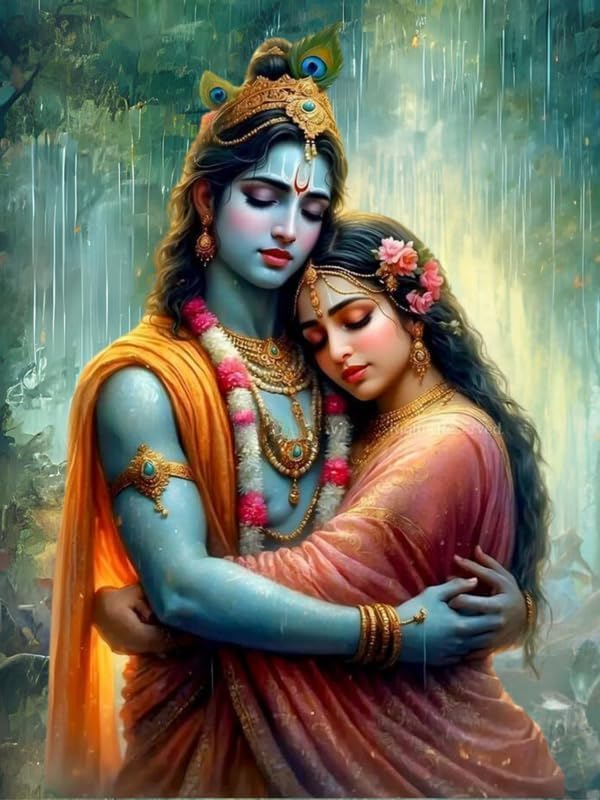 Gharmart Radhakrishna Diamond Painting Kit With Round Diamonds,5D Diamond Painting Kit For Adults & Kids,30 X 40Cm Full Drill El