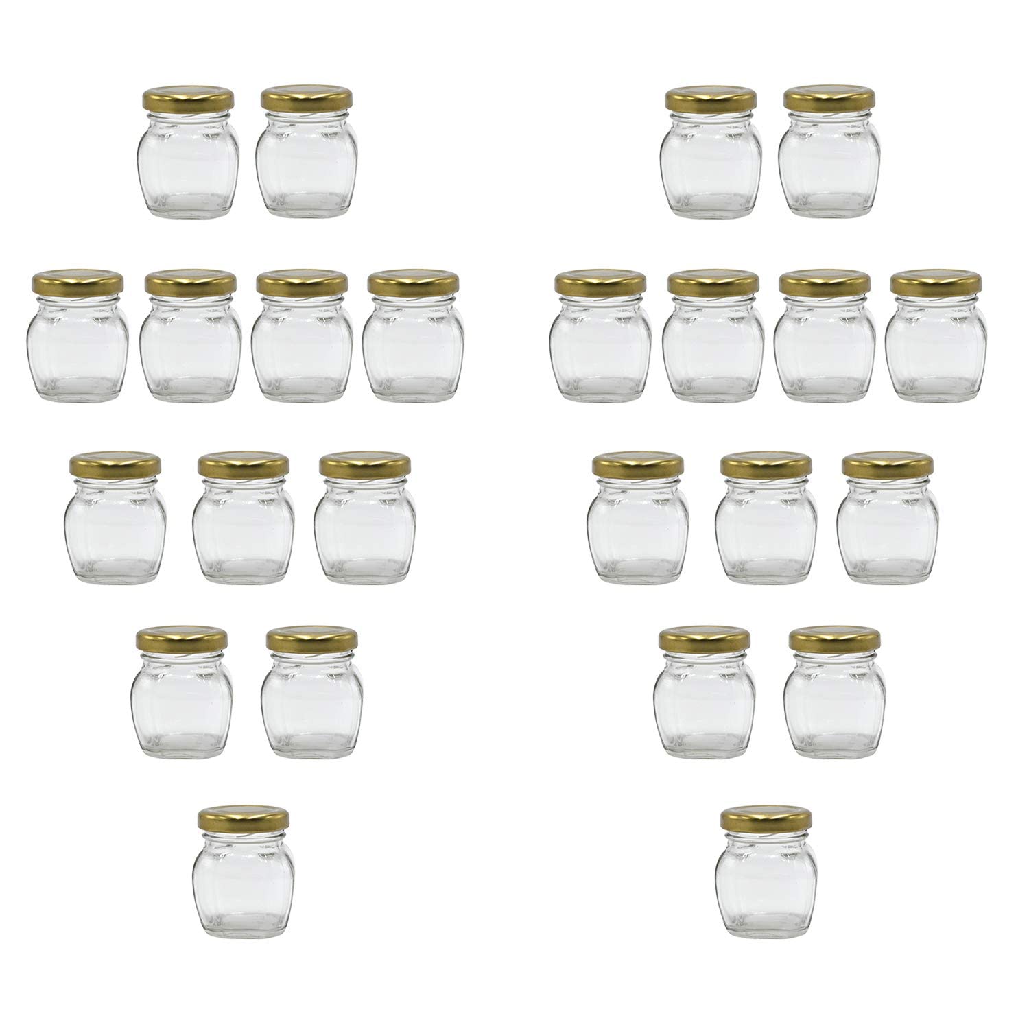 U-Pack 2Oz Glass Jar With Gold Lid For Honey Jam Spice Pack Of 24 Sets