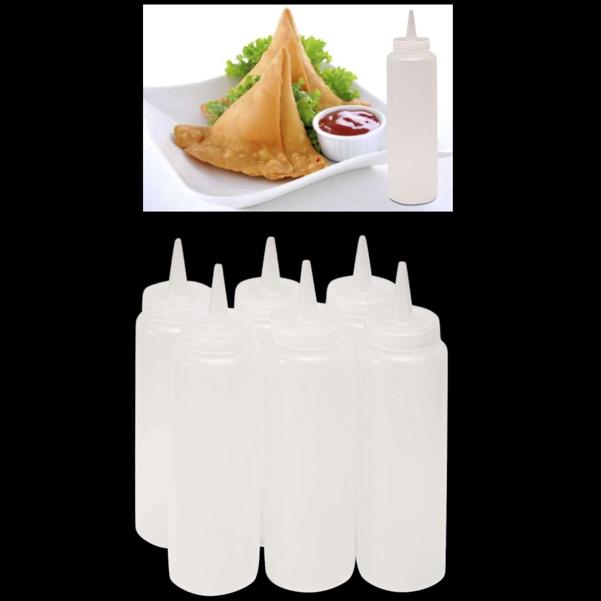 Thw 8 Oz (237 Ml) Plastic Squeeze Bottles For Condiments  Pack Of 6, Clear Squeeze Bottles For Ketchup, Bbq Sauce, Syrup, Olive