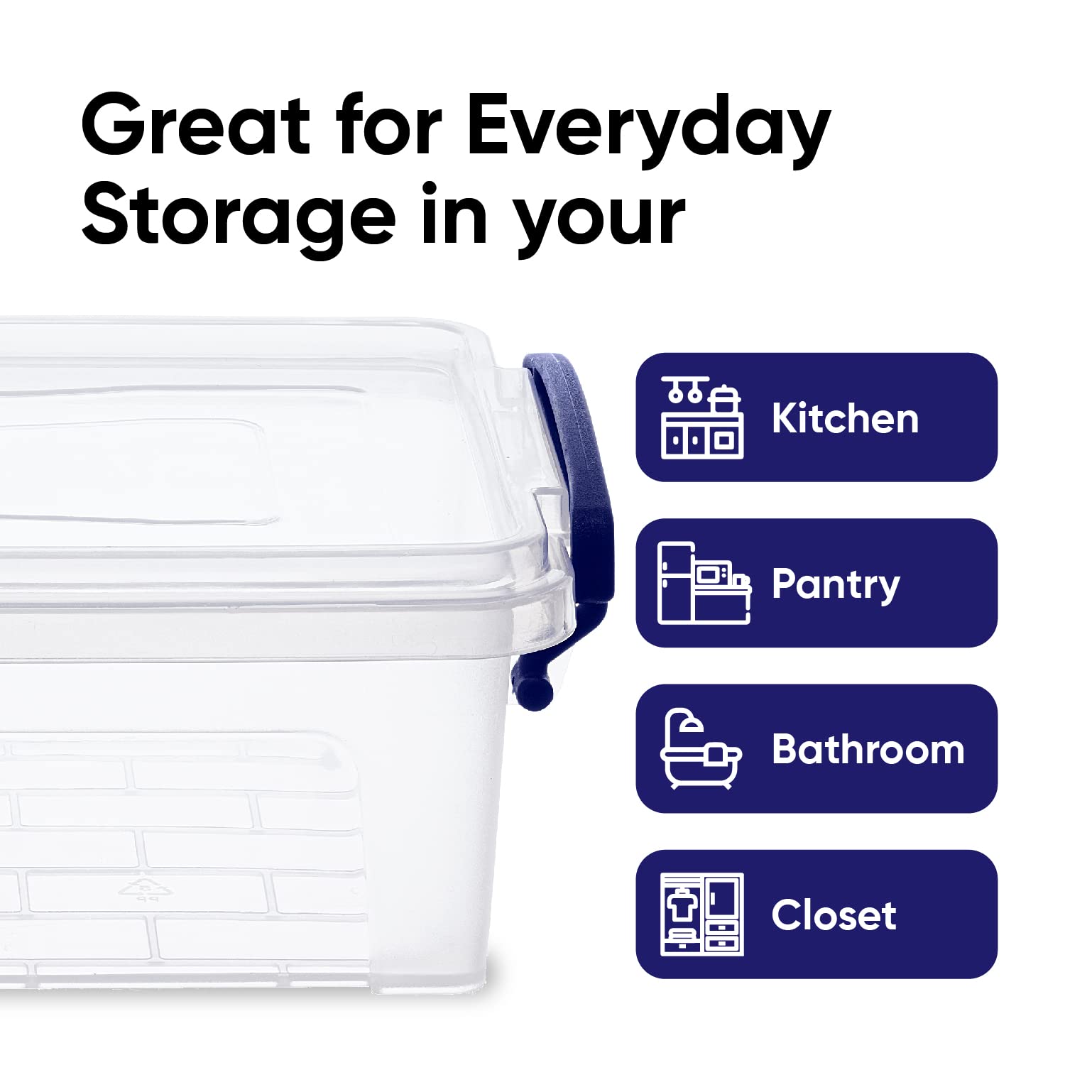 Superio Clear Storage Bins With Lids, Stackable Storage Box With Latches And Handles, Extra Small, 4 Pack 1.75 Quart