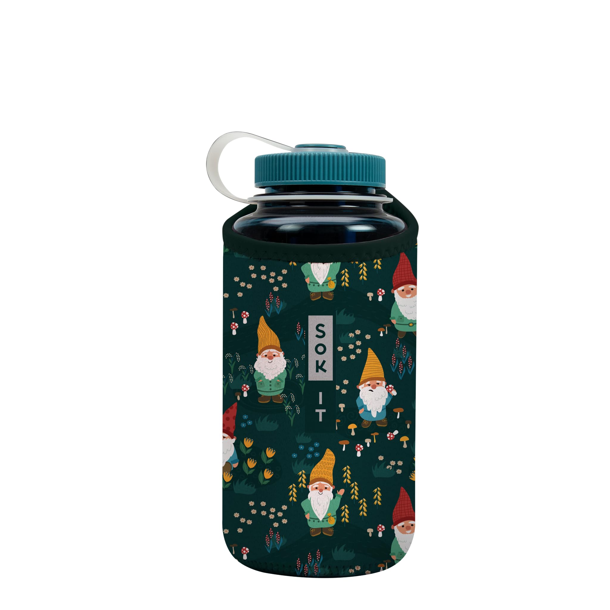 Sok It BotlSok Water Bottle Sleeve Insulated Neoprene Cover (Rollin with my Gnomies, Fits 32oz Nalgene)