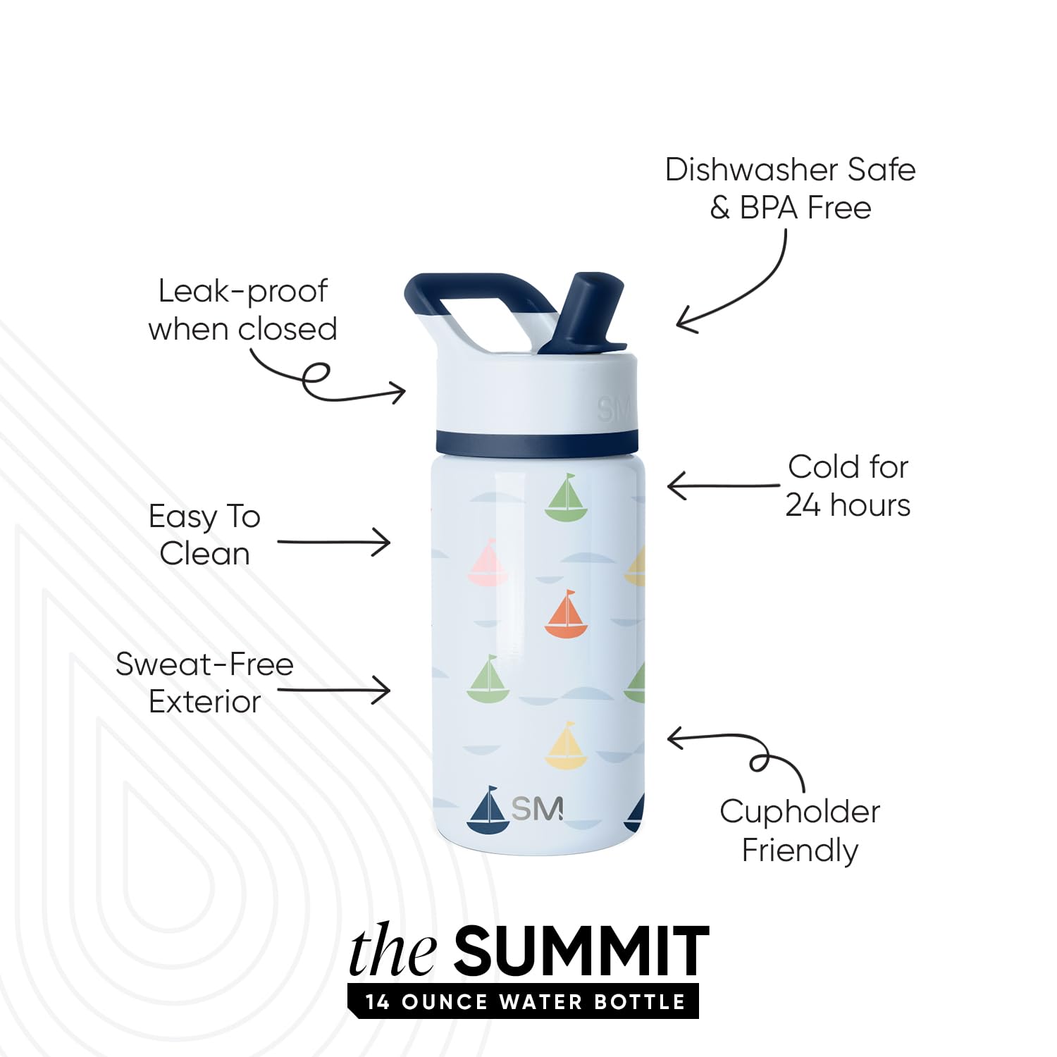 Simple Modern Kids Summit Water Bottle with Straw Lid | 14oz Stainless Steel Cup Insulated Tumbler Tumbler for Boys, Girls, Scho