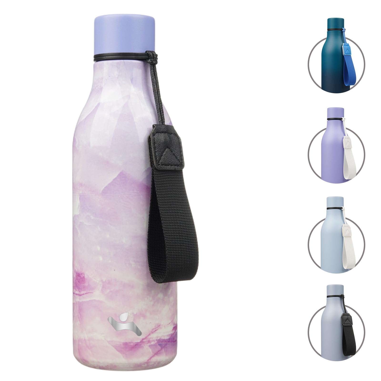 Insulated Water Bottle with Strap,18 oz Double Wall Stainless Steel Vacuum Bottles Metal Water Flask,Dawn