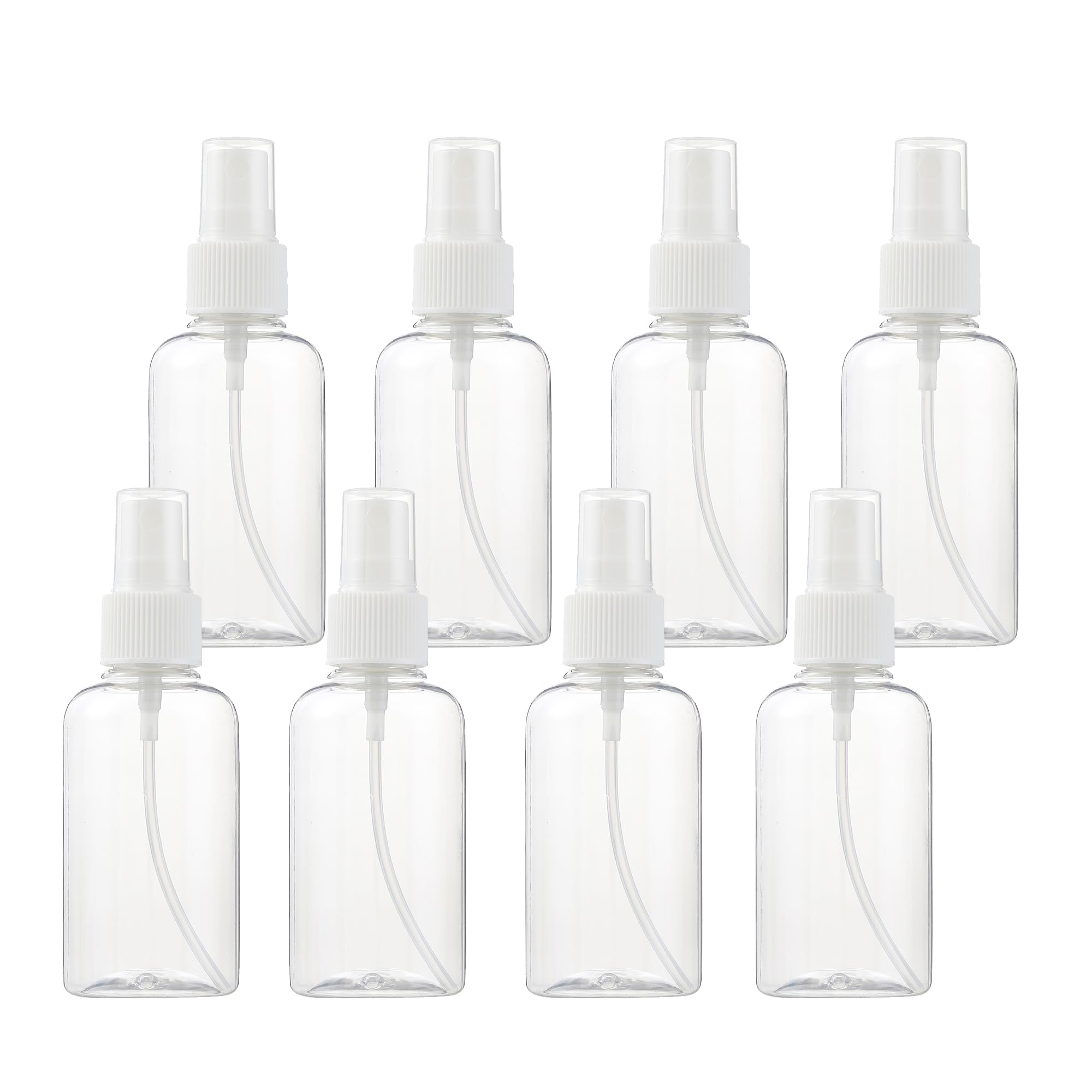 SINIDE Plastic Spray Bottles 75 ML - 8 Pack 2.5 oz Fine Mist Clear Travel Bottle Set, Empty Reusable Portable Refillable Makeup