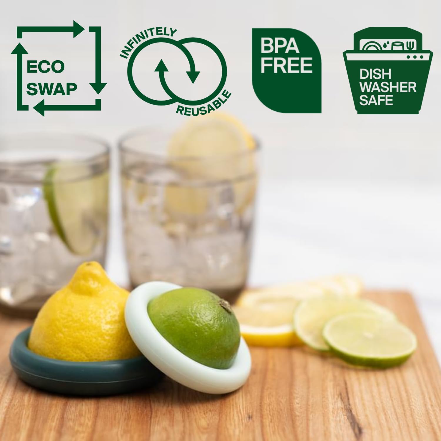 Food Huggers 2Pc Reusable Silicone Citrus Savers | Bpa Free & Dishwasher Safe | Fruit Produce Storage For Orange, Lemon, Lime, B