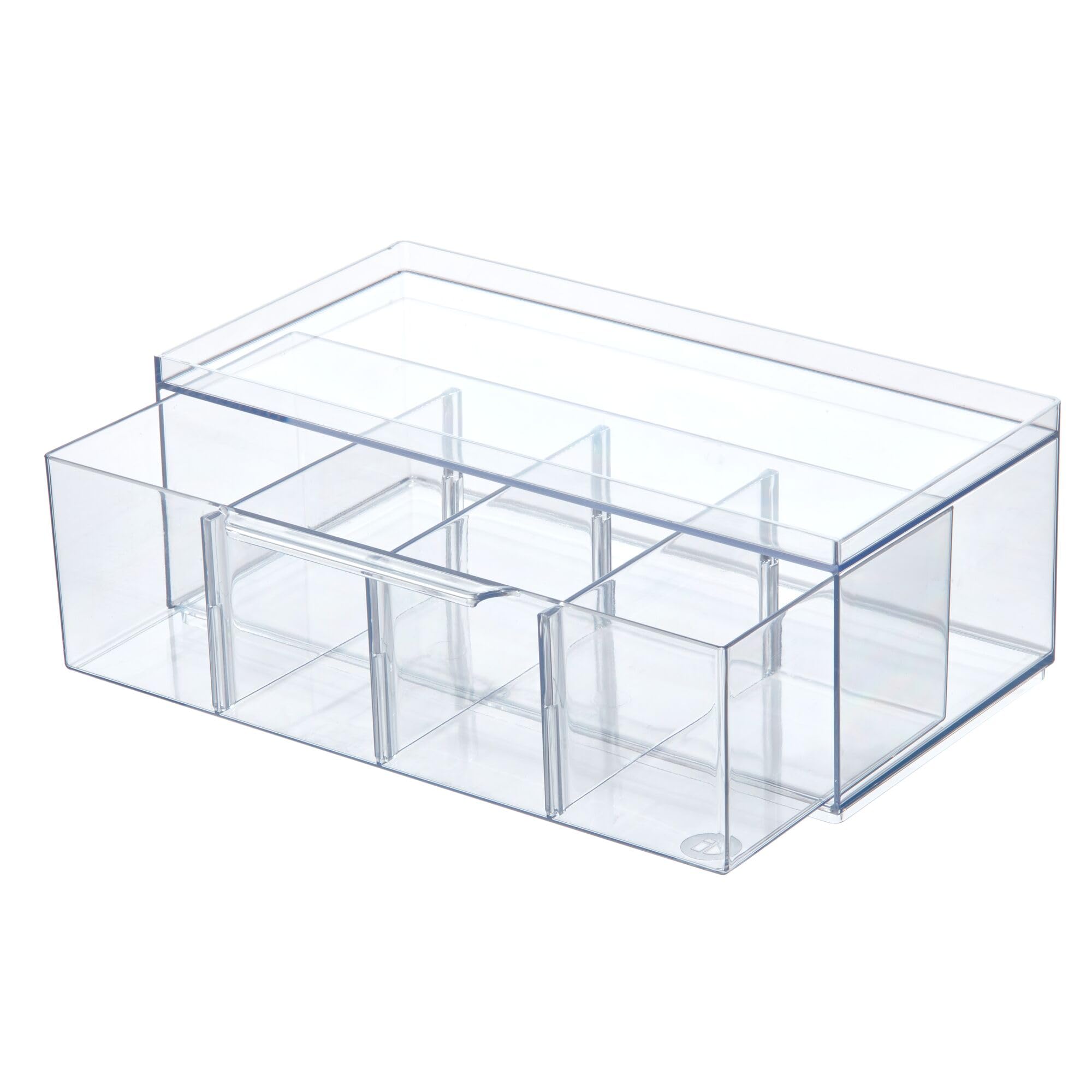 Idesign The Sarah Tanno Collection Plastic Cosmetic Drawer Organizer, Clearwhite Large