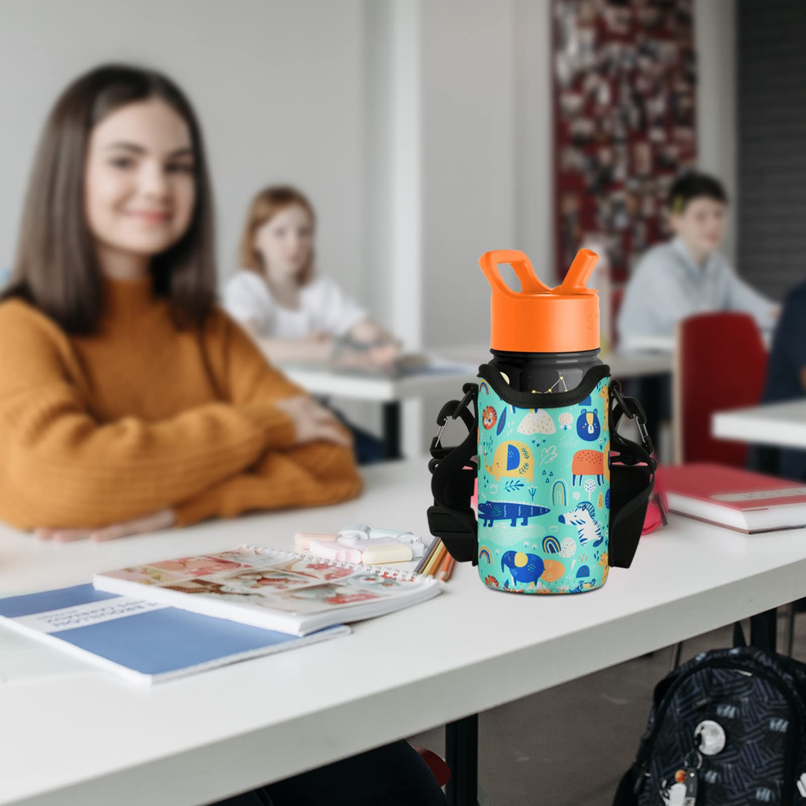 Beautyflier Neoprene Kids Water Bottle Sleeve Cover For Simple Modern, Contingo, Thermos Kids Stainless Steel Water Bottle, Wate