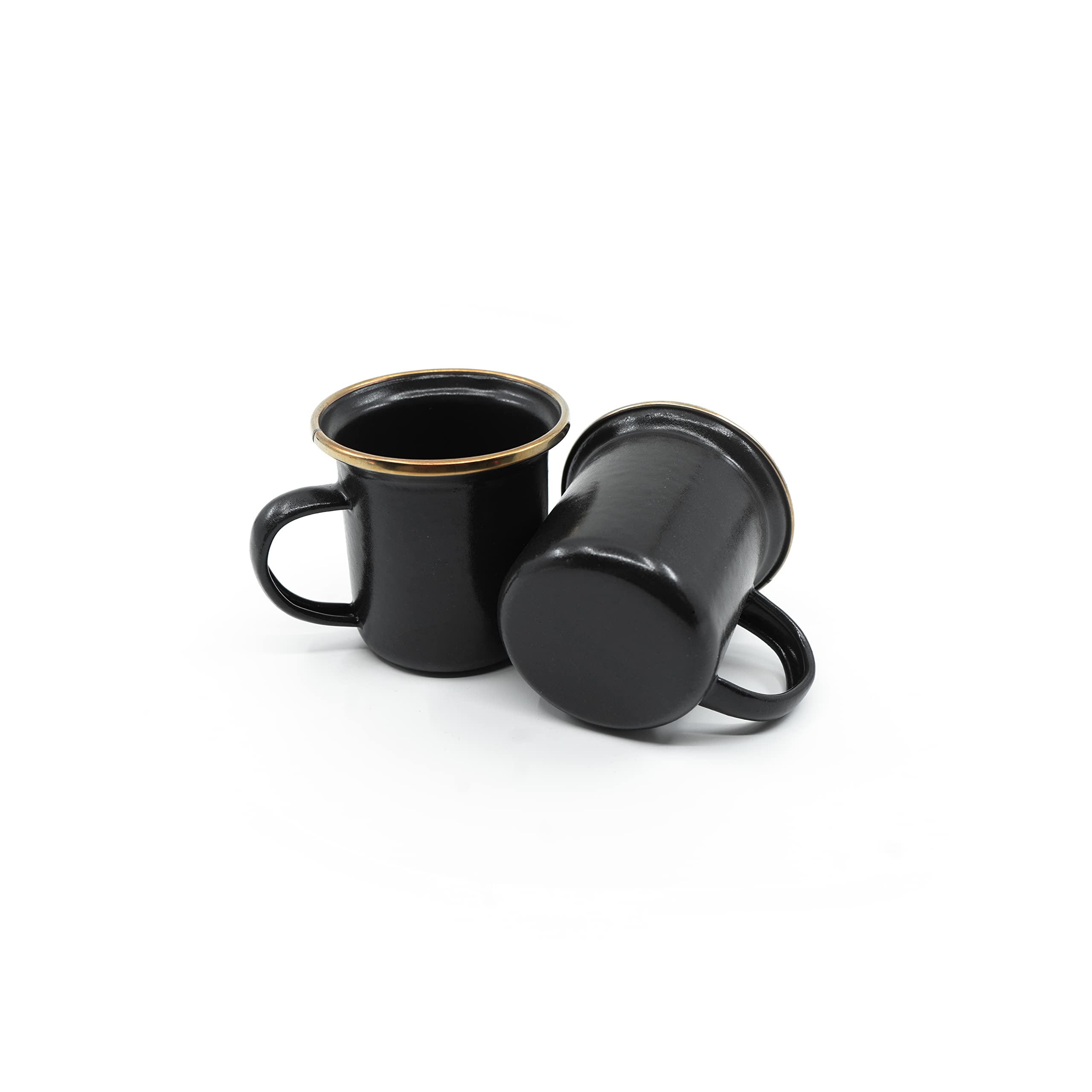 Barebones 5-Ounce Enamel Espresso Cup Set of 2 - Small Coffee Mug and Tea Cup - Stainless Steel Rim Camping Mug for Indoor and O