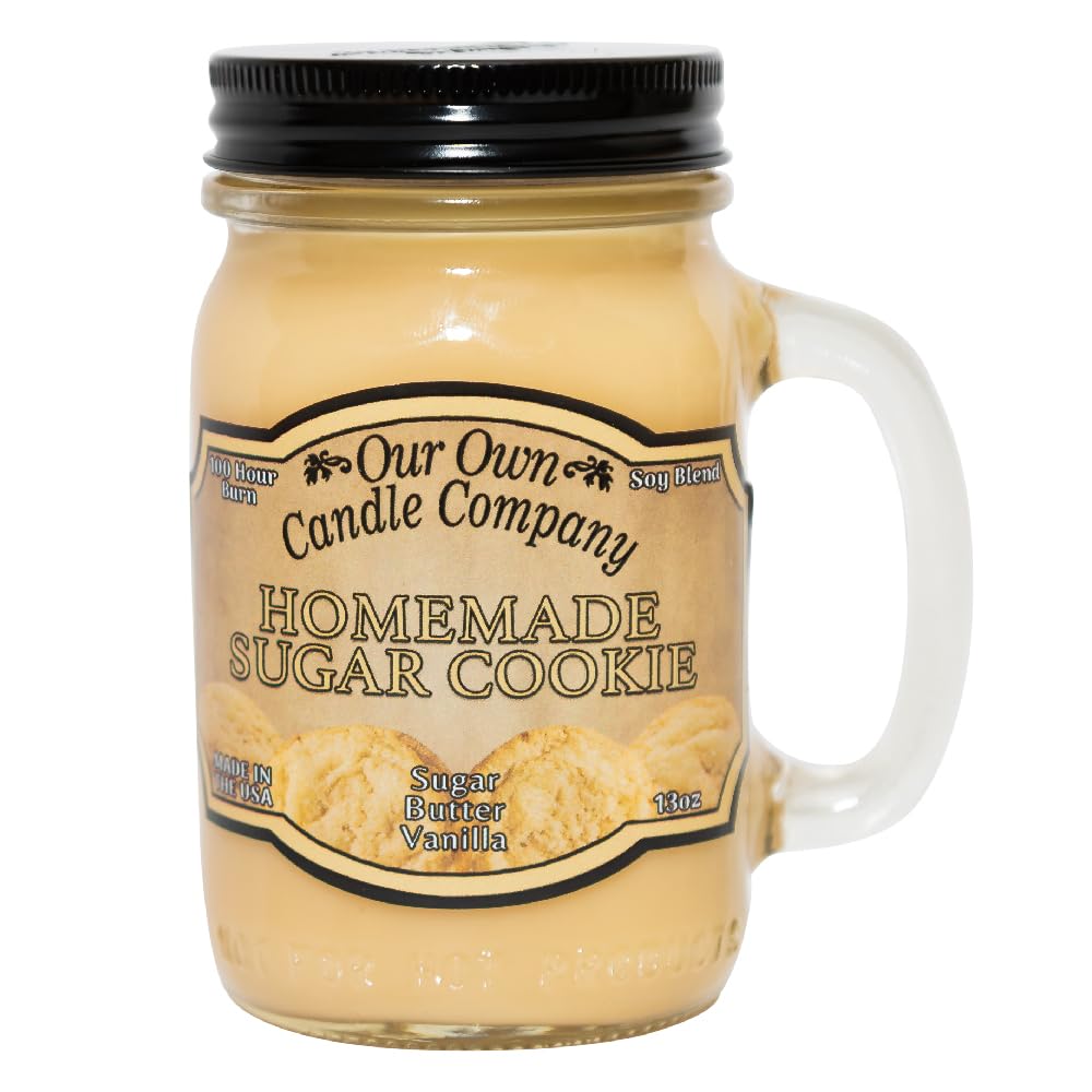 Our Own Candle Company Homemade Sugar Cookie Scented Mason Jar Candle, 100 Hour Burn Time, Made in The USA - 13 Ounces