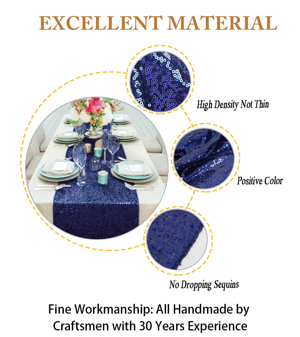 Shinybeauty Navy Blue Table Runners Pack Of 2 Sequin Table Runners 12Inx108In Navy Tablecloth Dining Table Runner For Round Tabl
