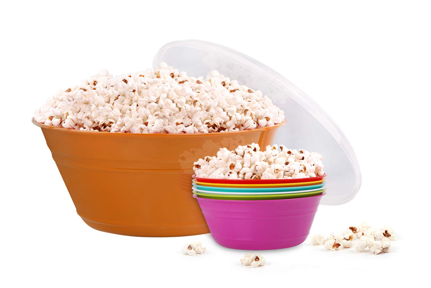 Mintra Home Snack Bowls (Popcorn Bowl Set, Orange)
