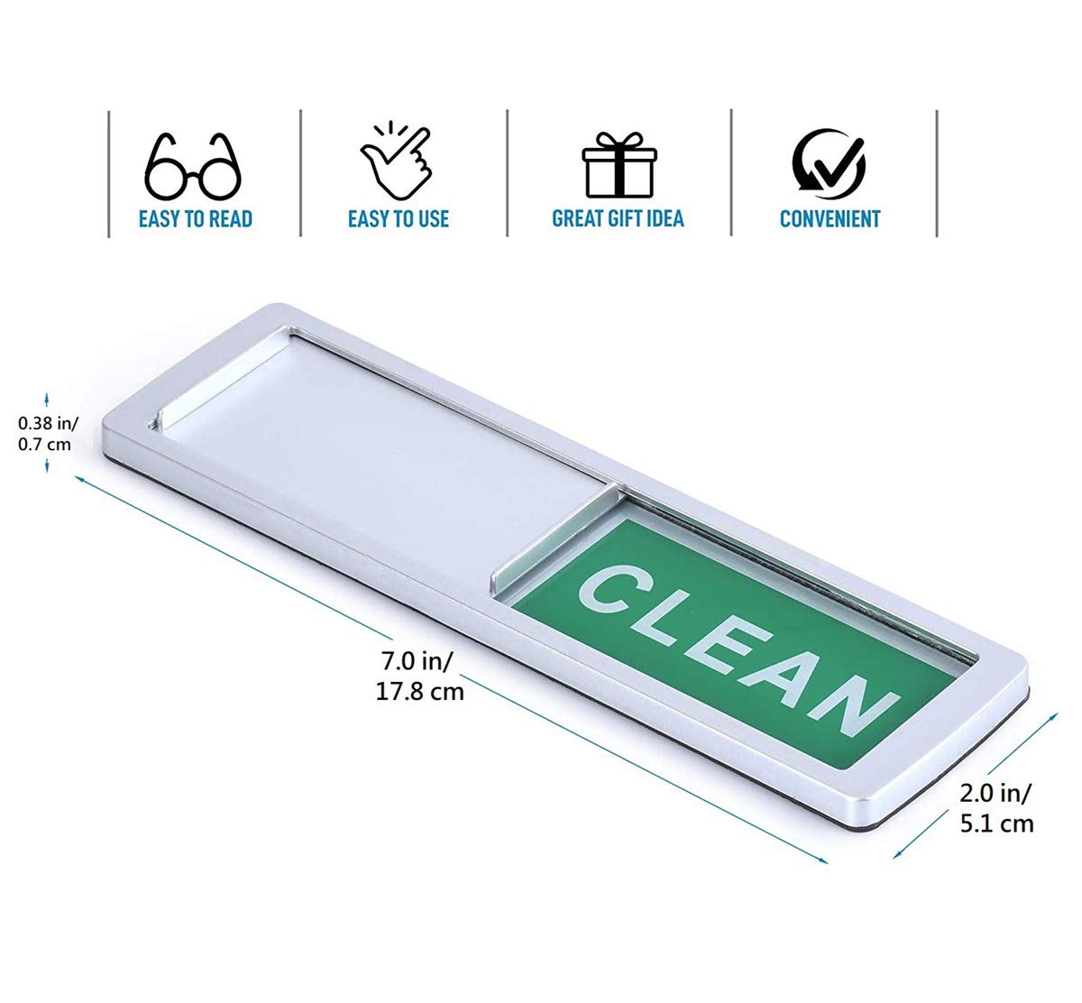 Dishwasher Clean Dirty Indicator, Easy To Read & Slide, Can Diy Sign (Silver Dirtyclean)