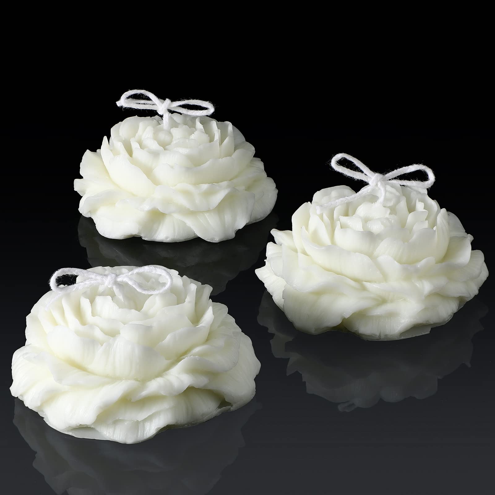Roowest 3 Pcs Flower Shape Trendy Candles Floral Shaped Aesthetic Candle Soy Wax Handmade Minimalism Decorative for Home Spa Yog