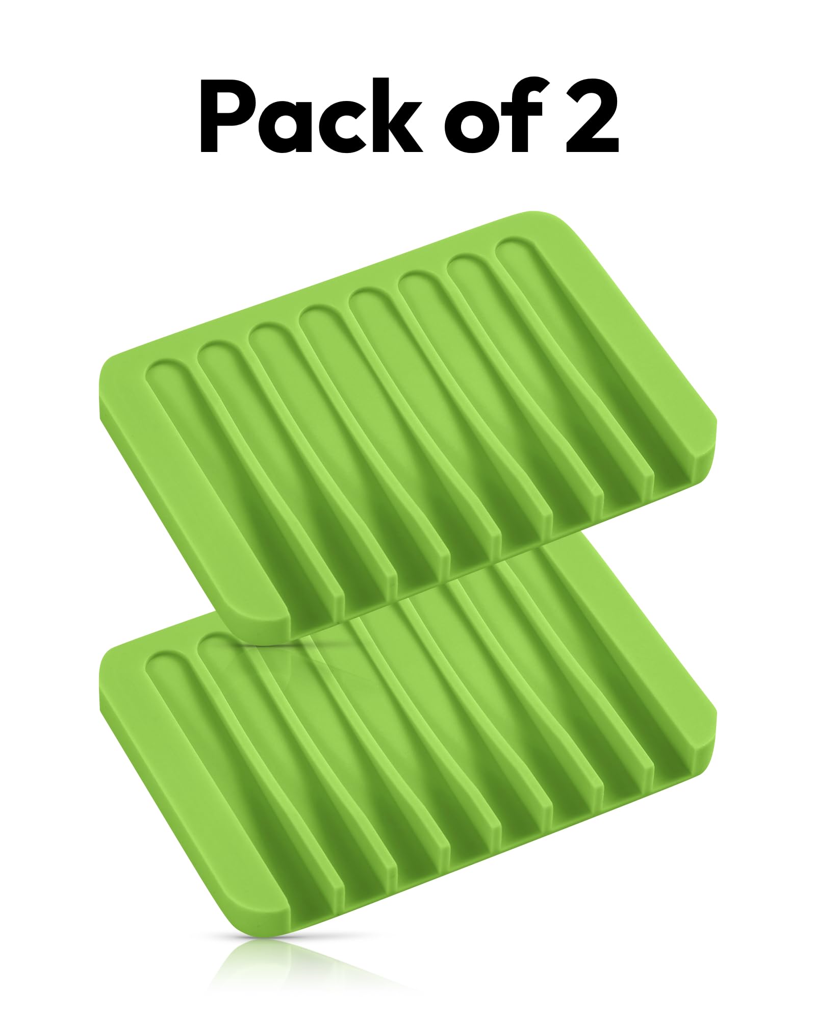 Jomeech Bathroom Soap Dish, Silicone Soap Holder For Bar Soap, Pack Of 2 (Green)