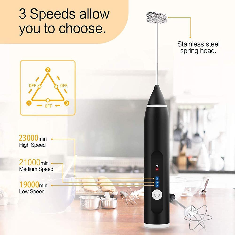 Milk Frother Handheld Frother Whisk, Electric Coffee Foam Maker Mini Blender Usb Rechargeable Drink Mixer For Latte, Cappuccino,