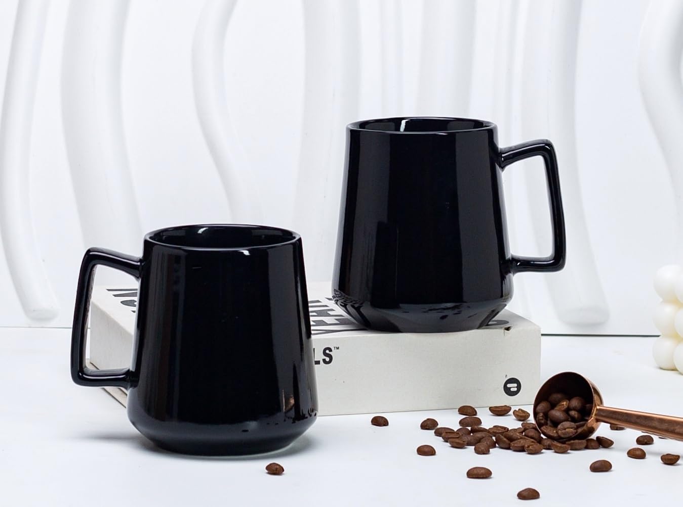 CSM Supply Glossy-Matte Dual Finish Sleek Modern Design 16 Fluid Ounces Black Mug (1 Mug) - Exterior Matte - Inside Glossy - Stain Free - Thick Grade A Quality Ceramic - Foam Box Packaging