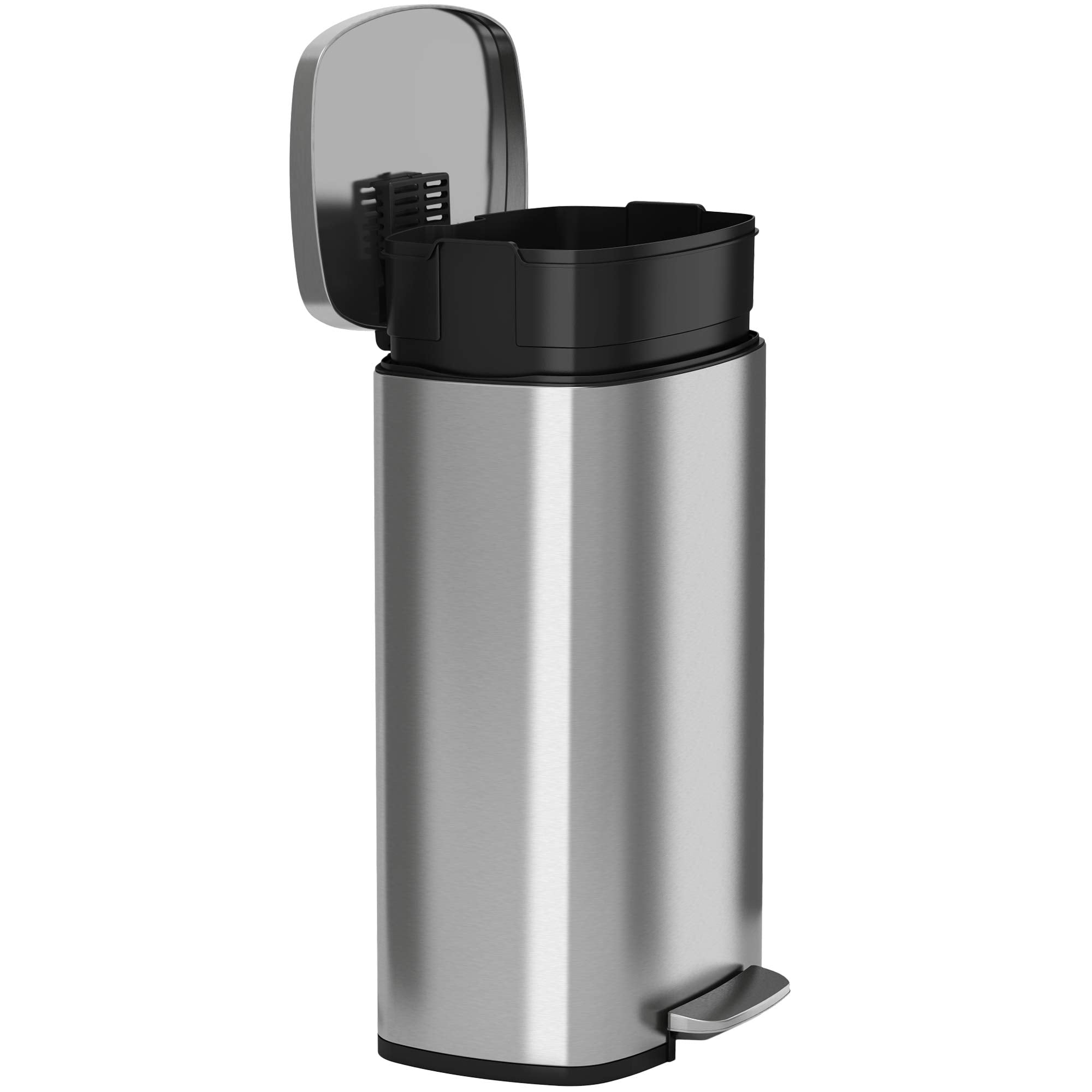 Itouchless Softstep 8 Gallon Step Trash Can With Odor Control System And Removable Inner Bucket, Stainless Steel 30 Liter Kitche