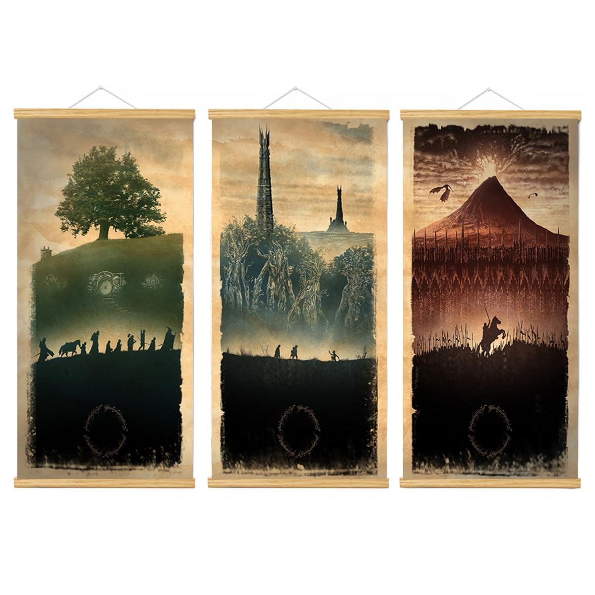 Meksular Vintage Middle Earth Landscape Wall Art Prints, Canvas Painting, Fantasy Posters, Wall Pictures, For Travel Gift, Offic